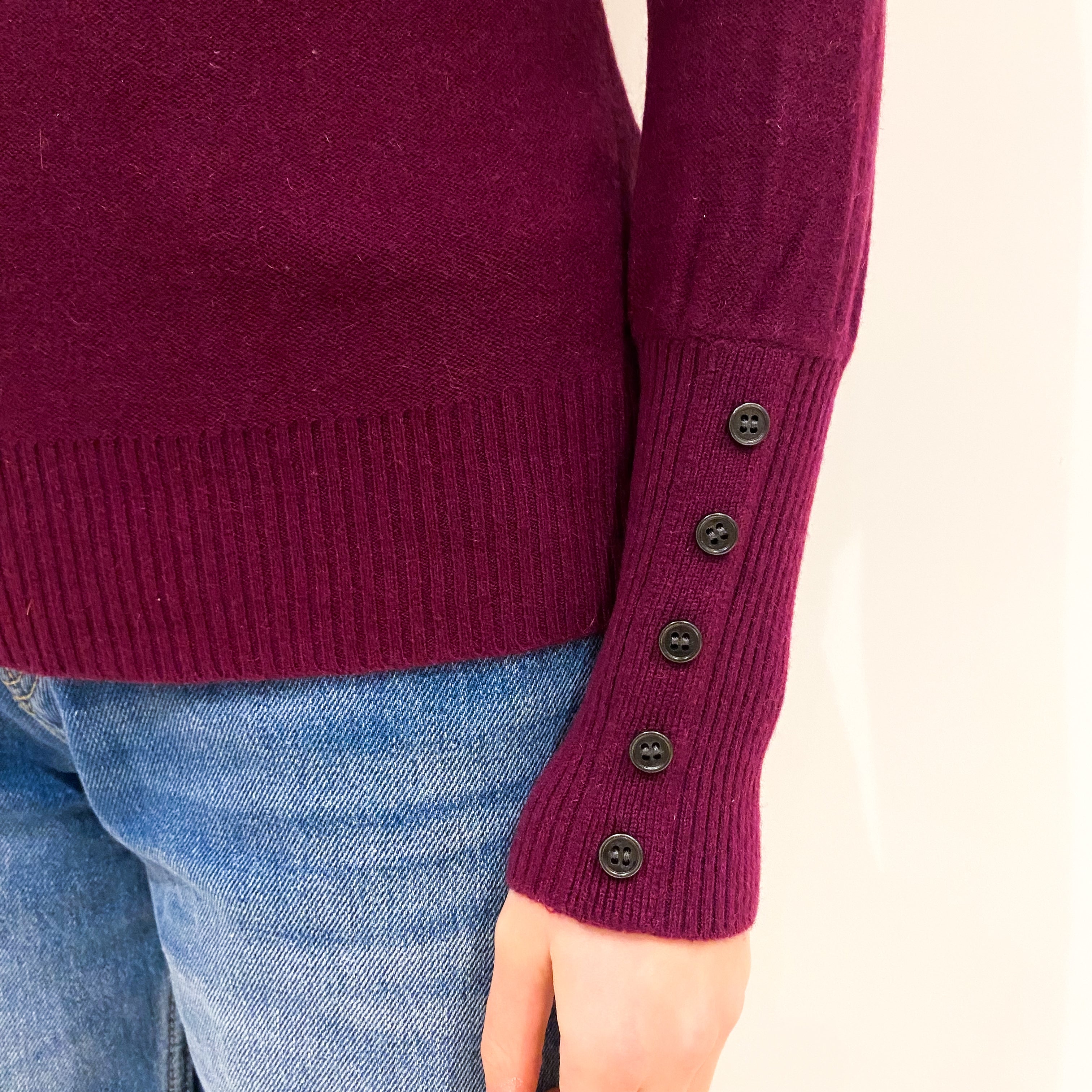 Plum Purple Cashmere Polo Neck Jumper Extra Small