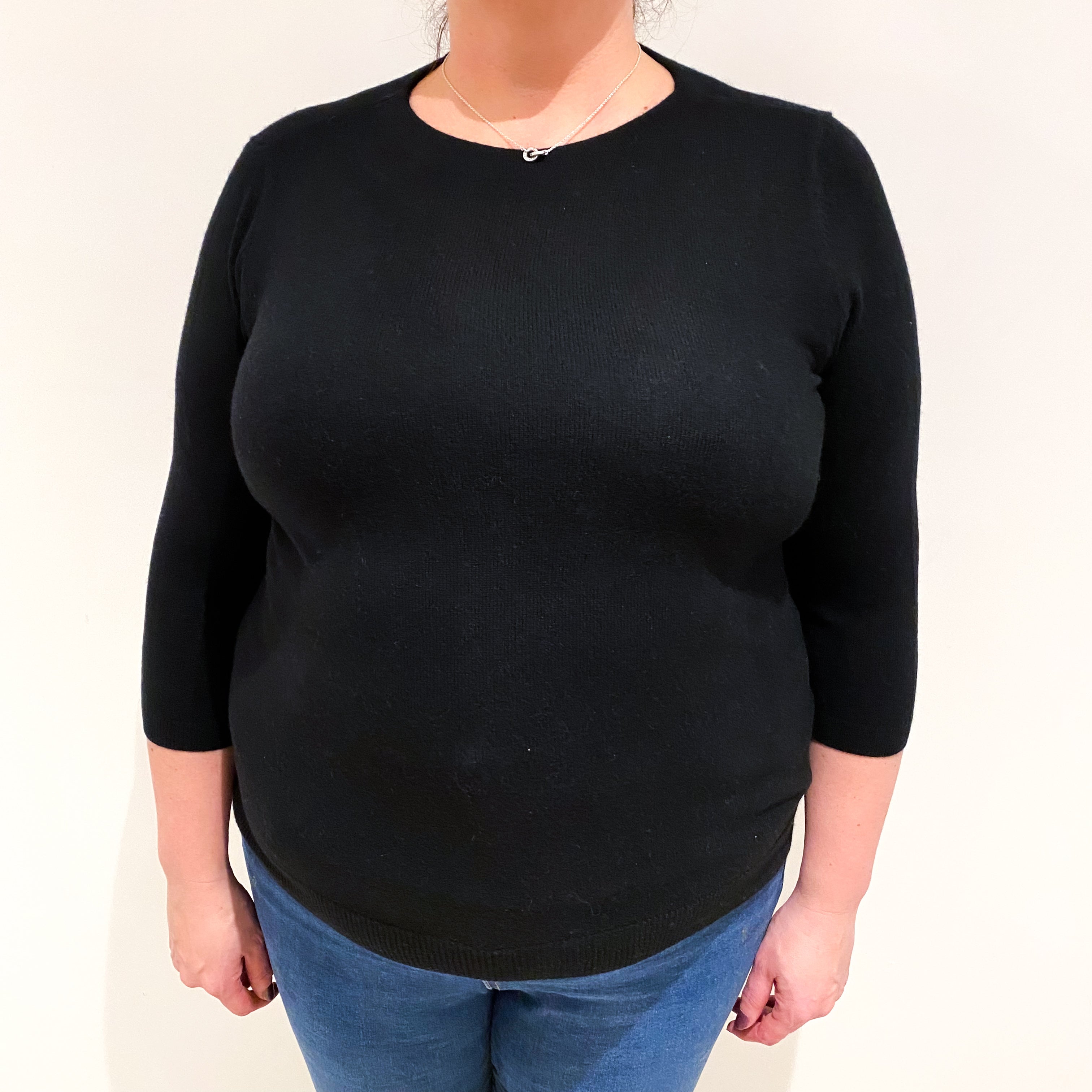 Black Cashmere Crew Neck Jumper Extra Large