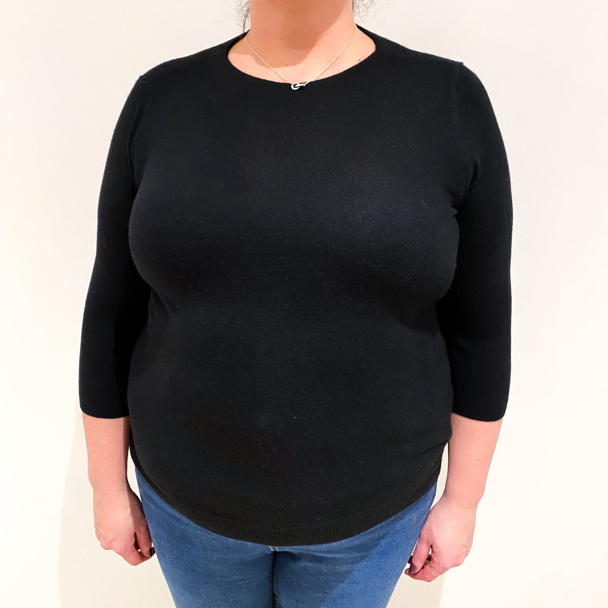 Black Cashmere Crew Neck Jumper Extra Large