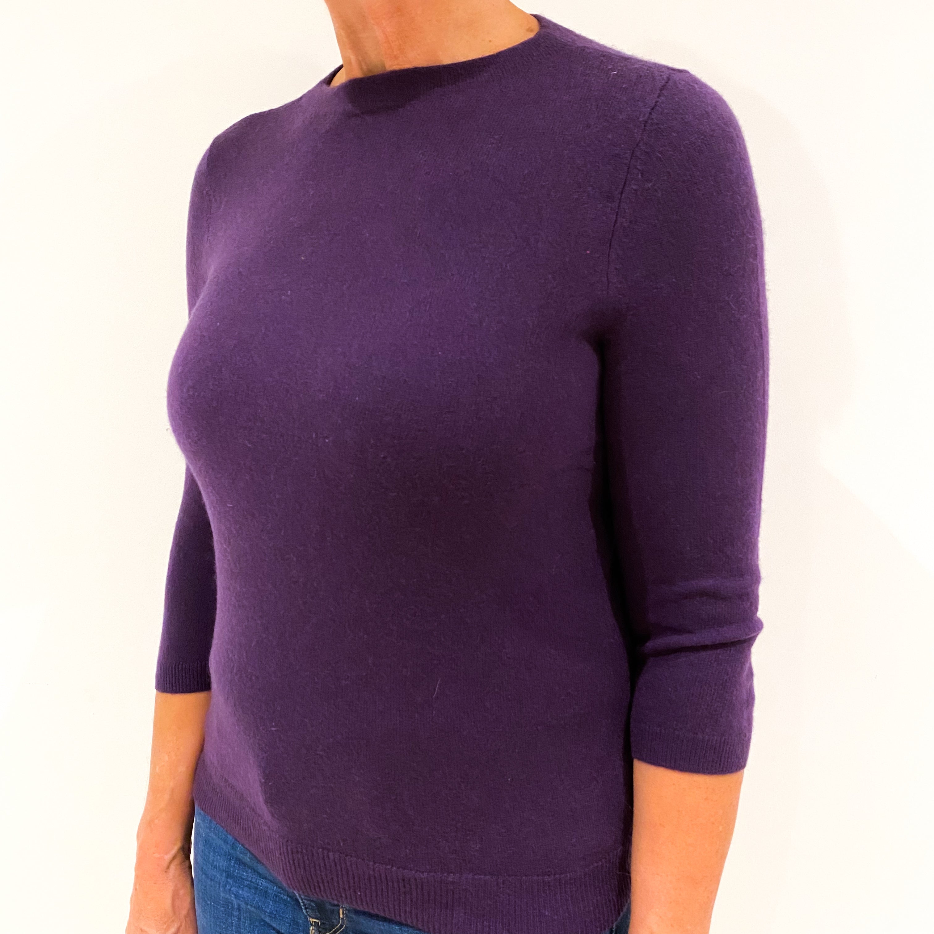 Grape Purple Cashmere Crew Neck Jumper Medium