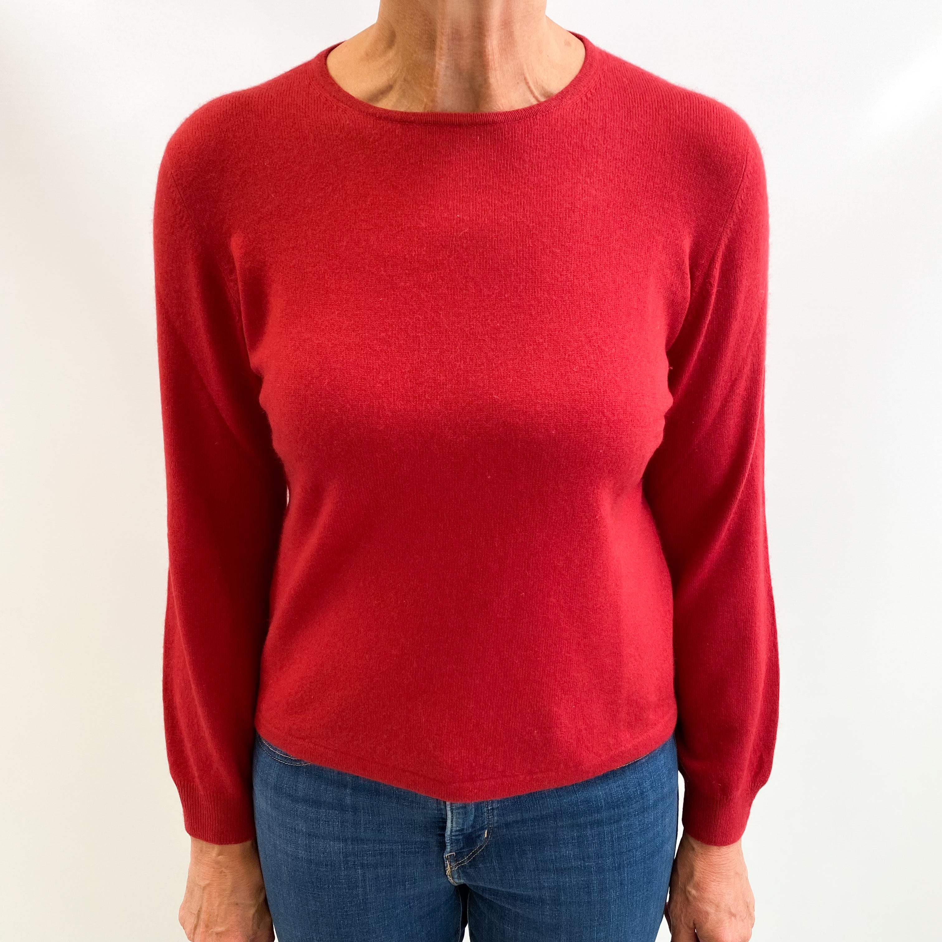 Crimson Red Cashmere Crew Neck Jumper Medium