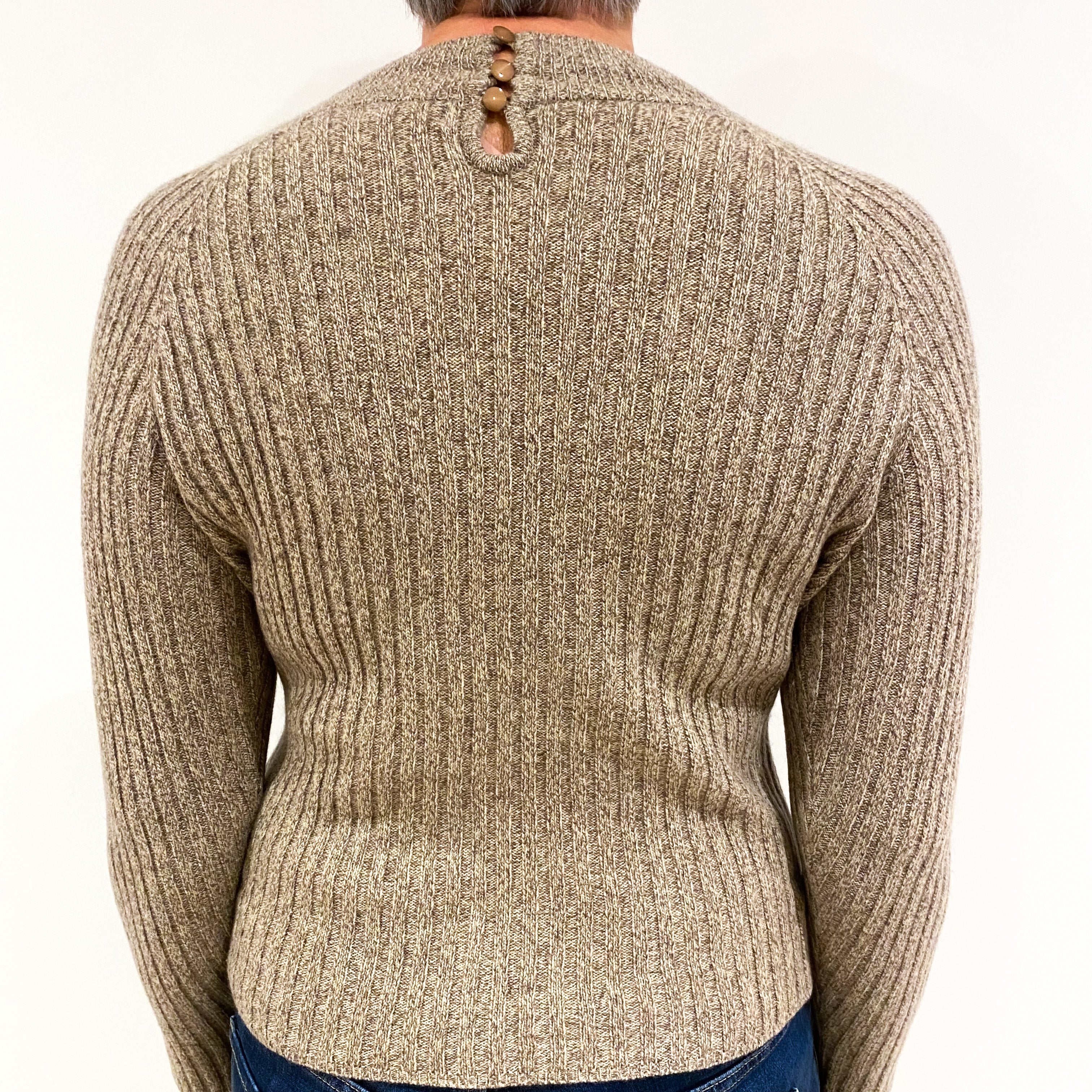 Brown Cashmere Polo Neck Jumper Medium
