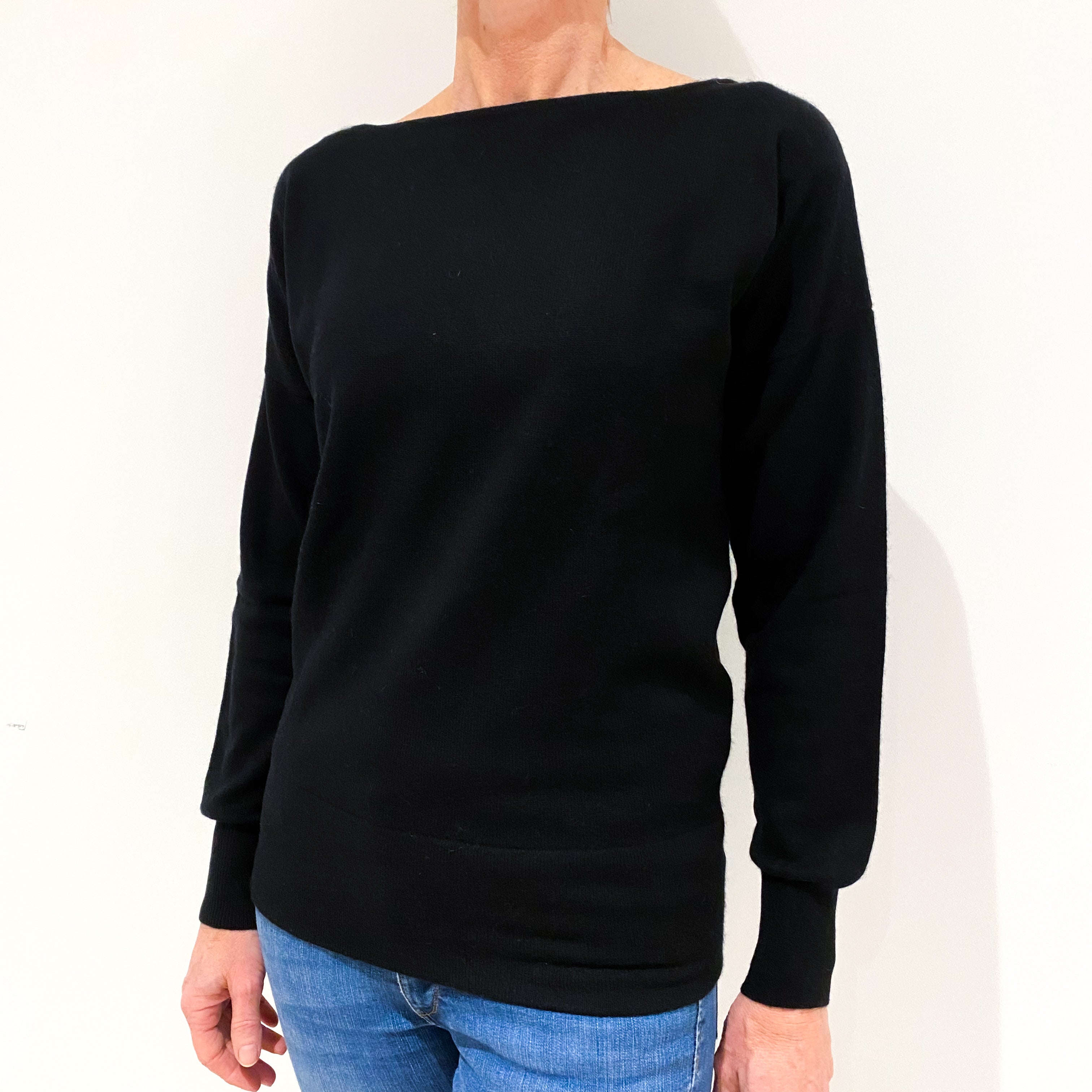 Black Cashmere Crew Neck Jumper Small