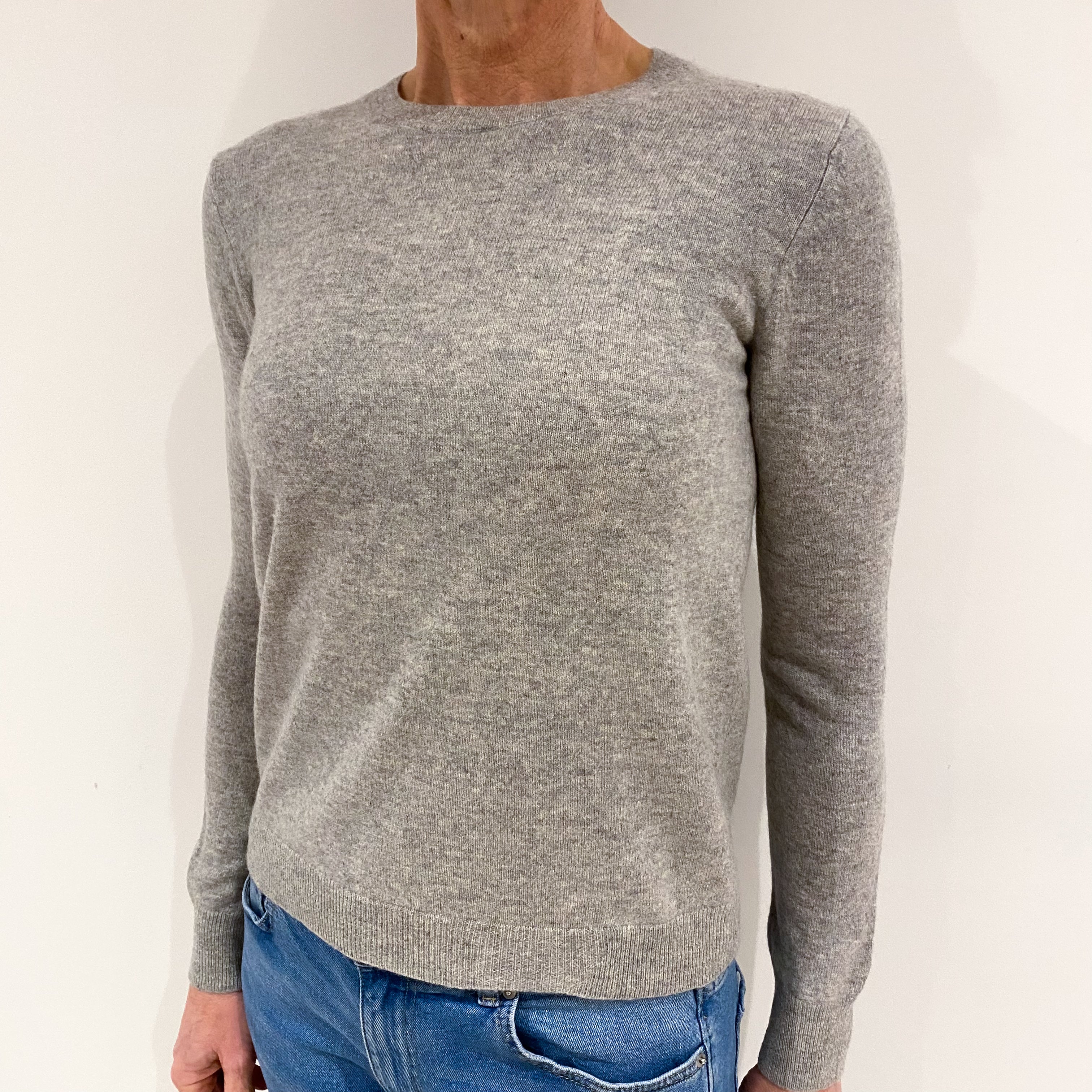 Smoke Grey Cashmere Crew Neck Jumper Small