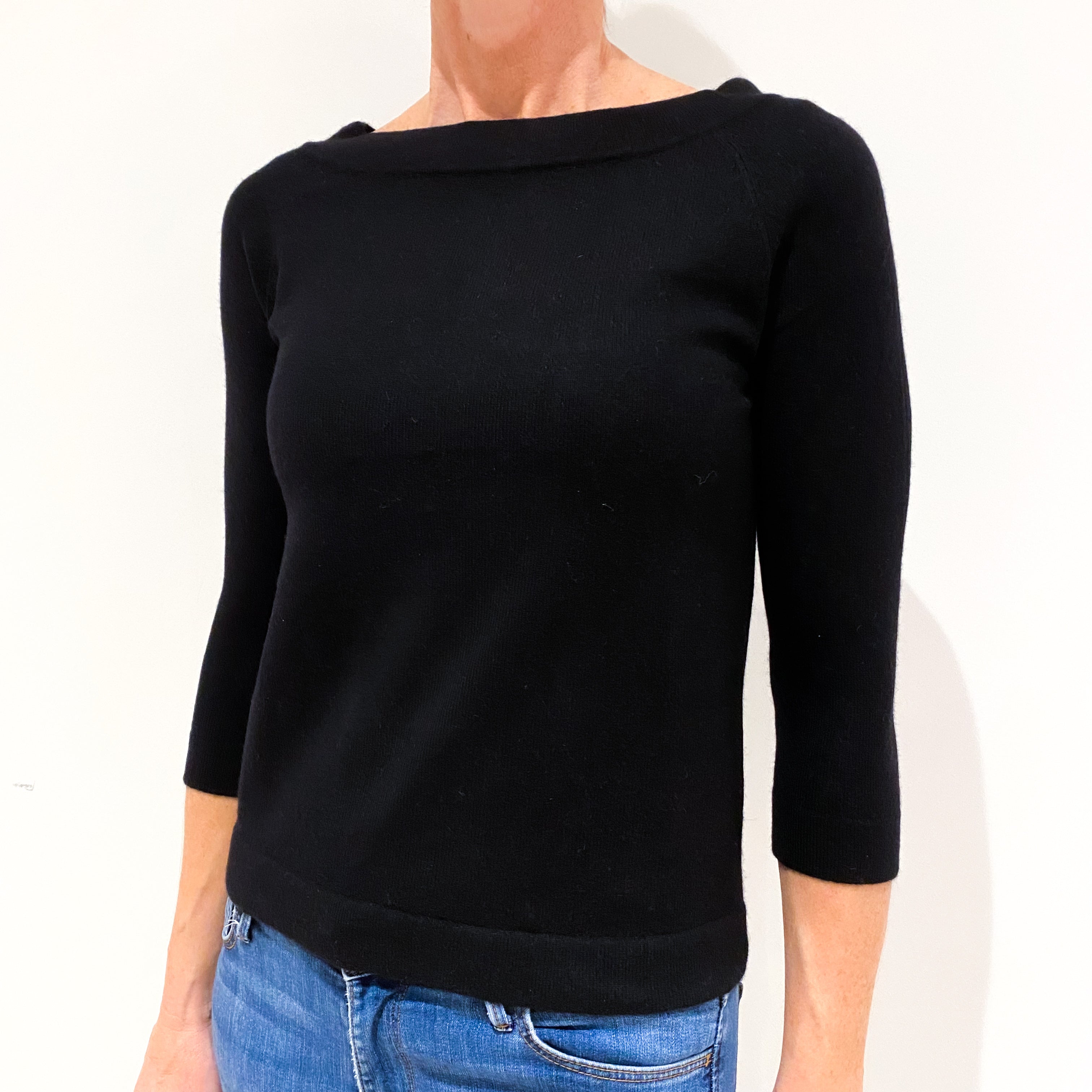 Black Cashmere Crew Neck Jumper Small
