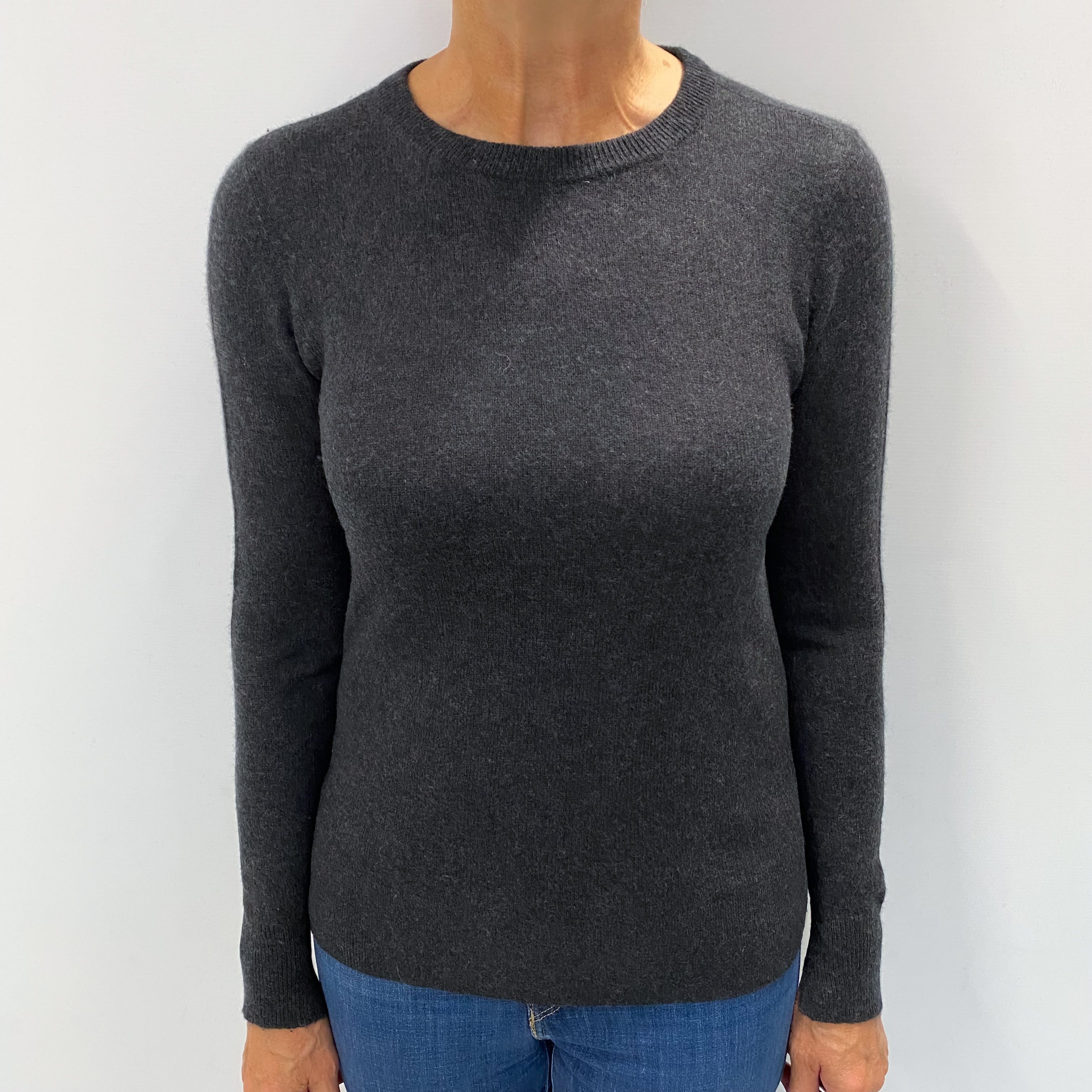 Charcoal Grey Cashmere Crew Neck Jumper Medium