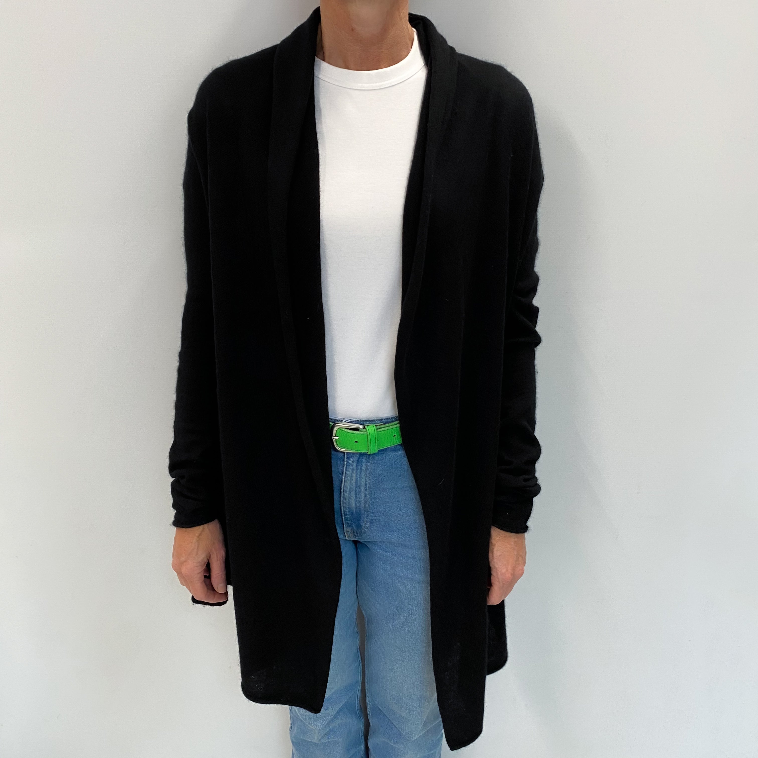 Black Cashmere Edge To Edge Cardigan Small