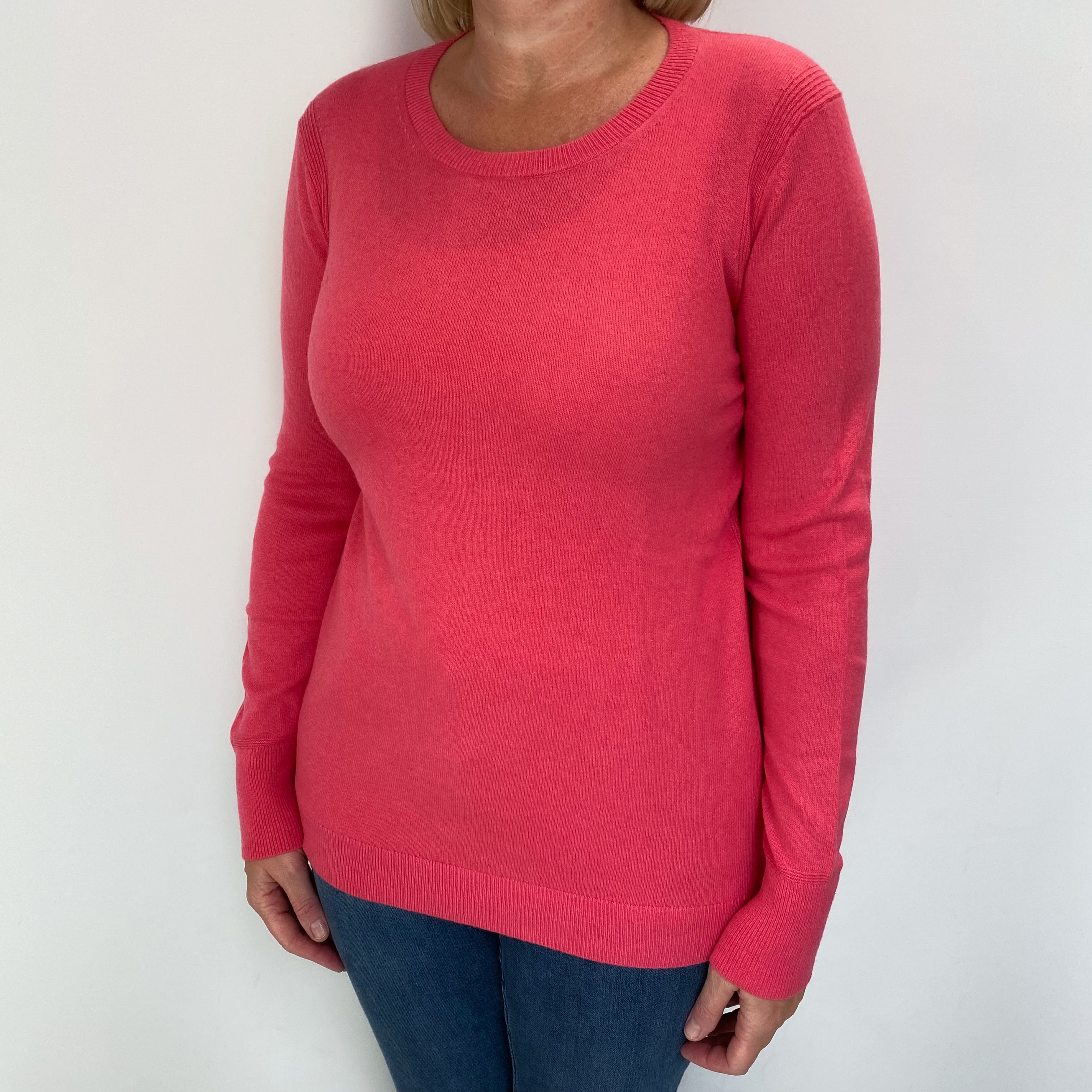 Bubblegum Pink Cashmere Crew Neck Jumper Large