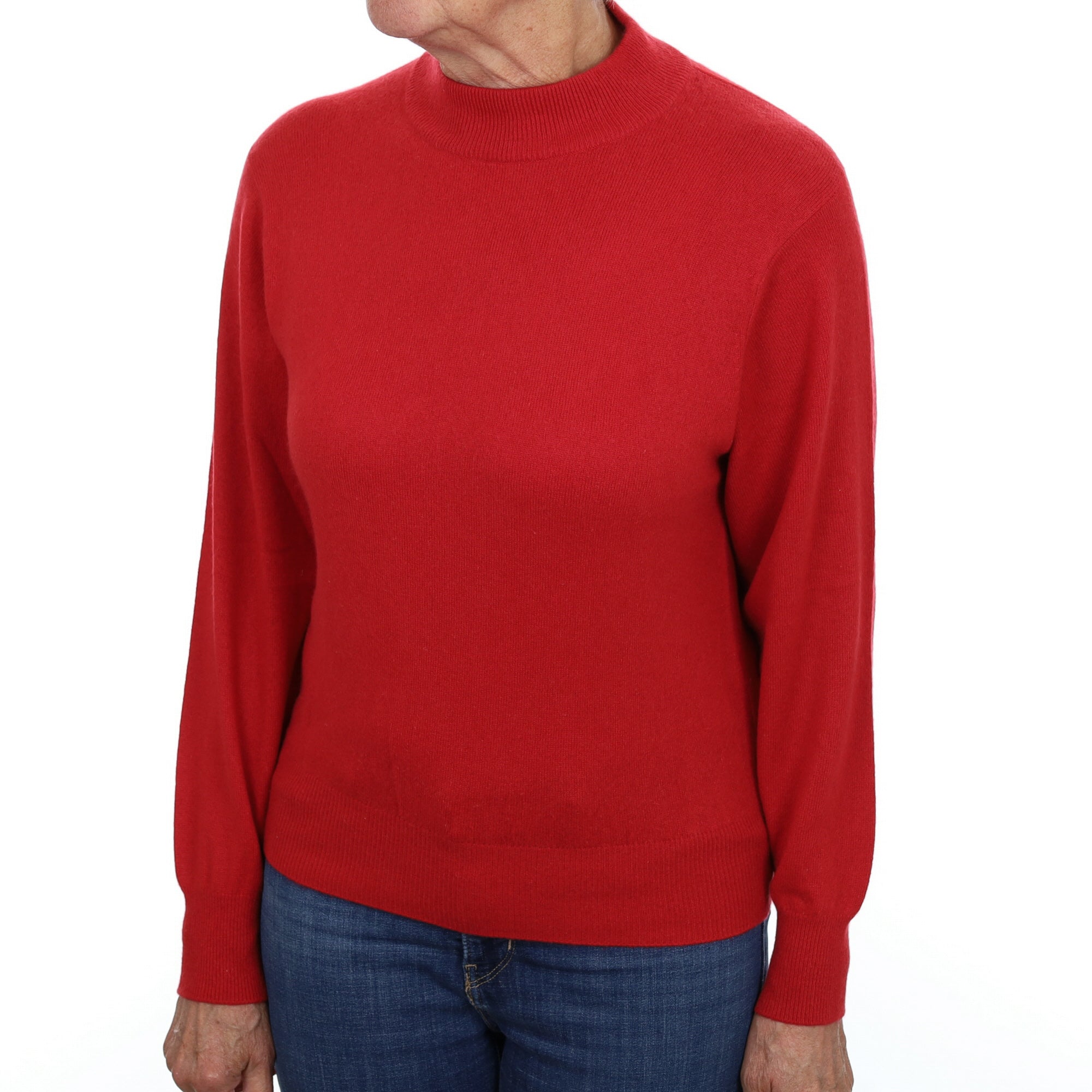 Berry Red Cashmere Turtle Neck Jumper Medium
