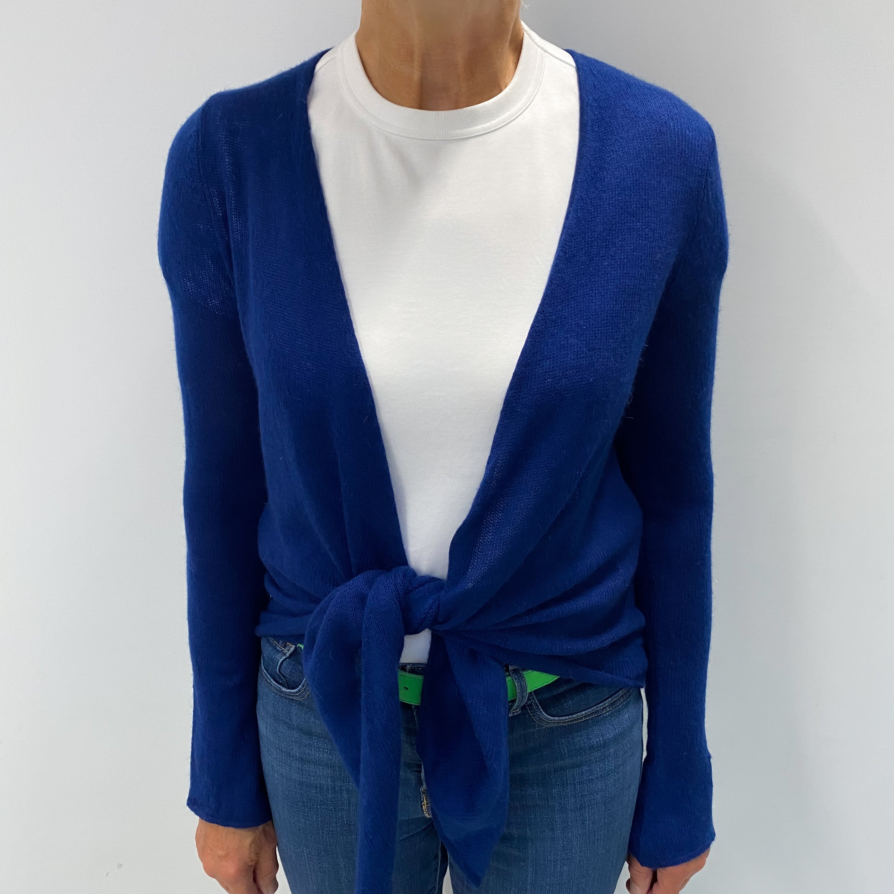 Midnight Navy Cashmere Tie Front Cardigan Medium