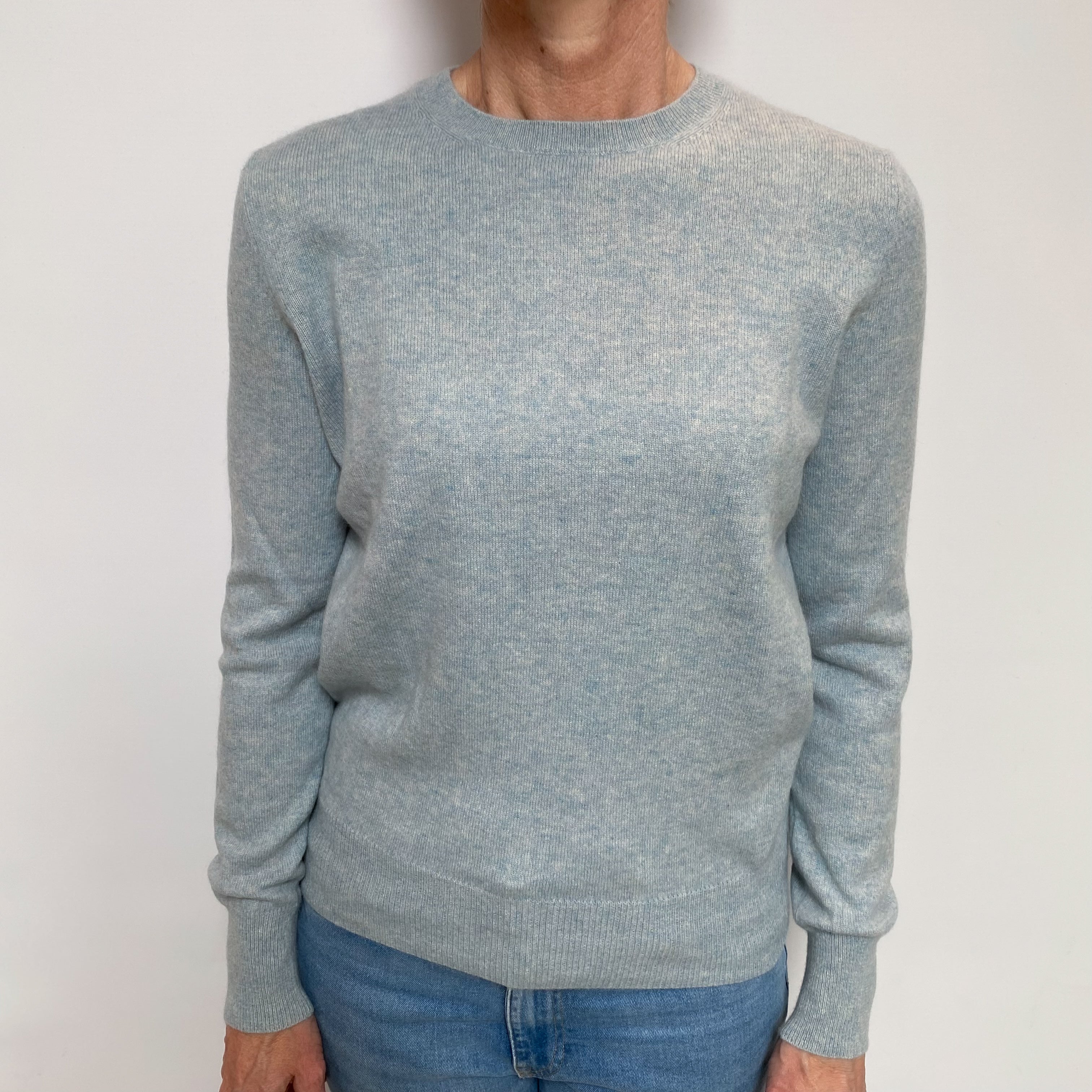 Opal Blue Cashmere Crew Neck Jumper Small