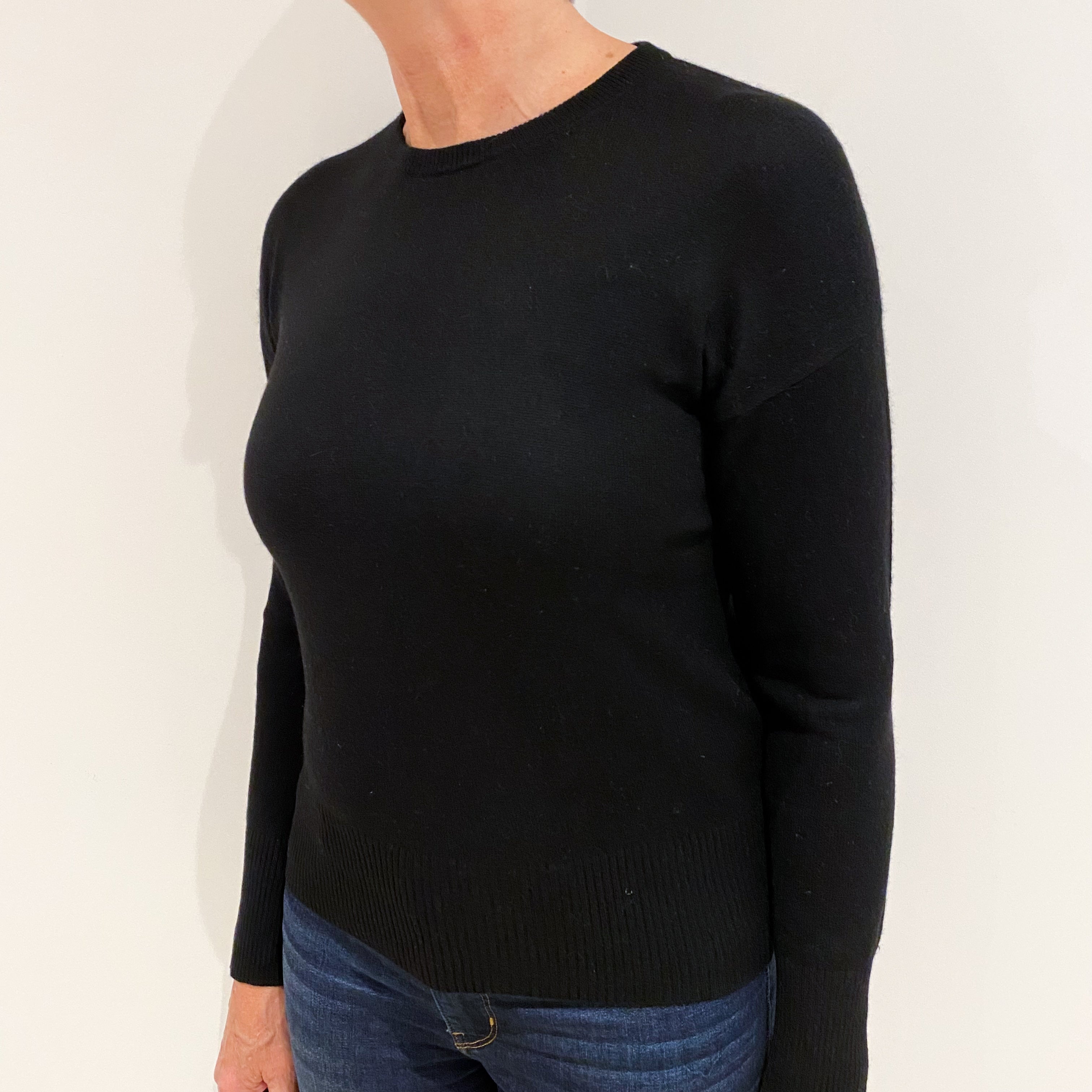 Black Cashmere Crew Neck Jumper Medium