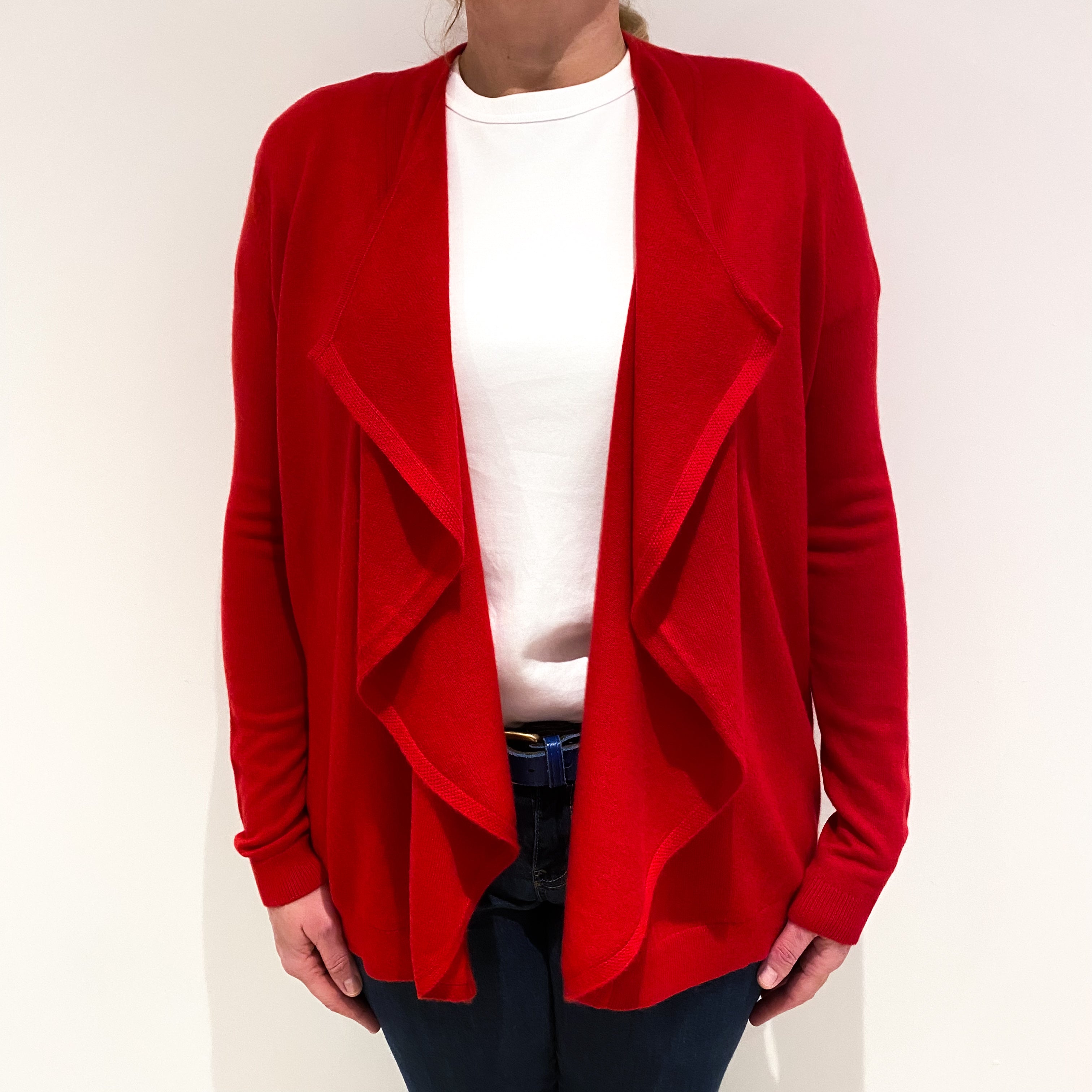 Scarlet Red Cashmere Edge to Edge Cardigan Large