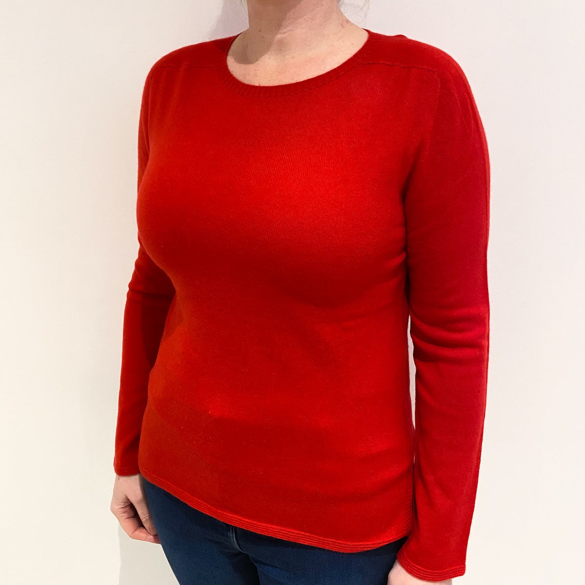 Johnston’s Scottish Scarlet Red Cashmere Crew Neck Jumper Large