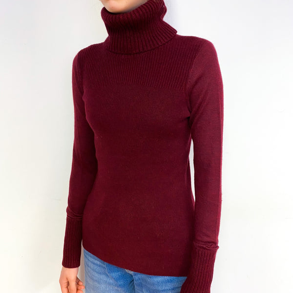 Veronica Beard Wine Red Cashmere Polo Neck Jumper Extra Small