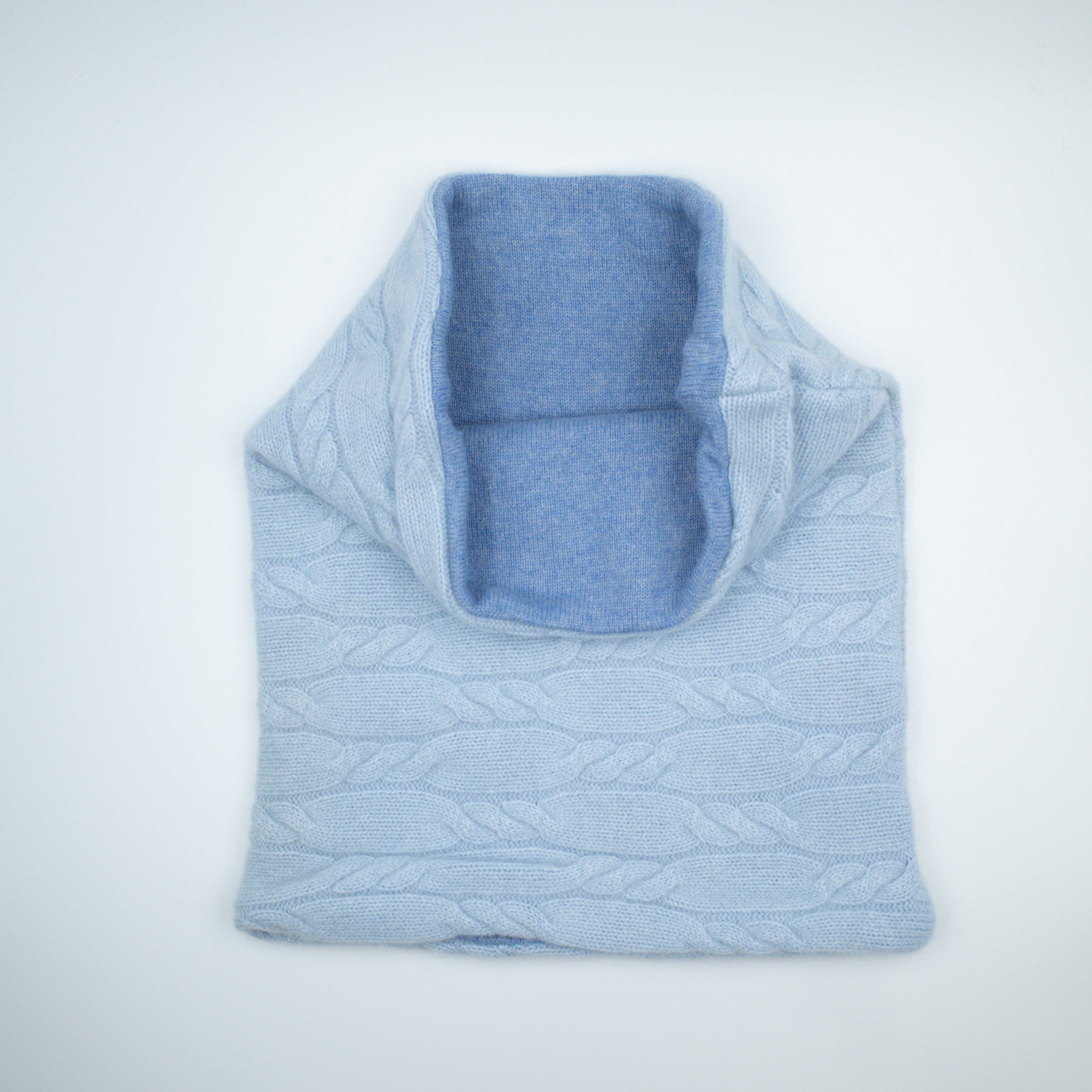 Pale Blue Cable Luxury Double Layered Snood