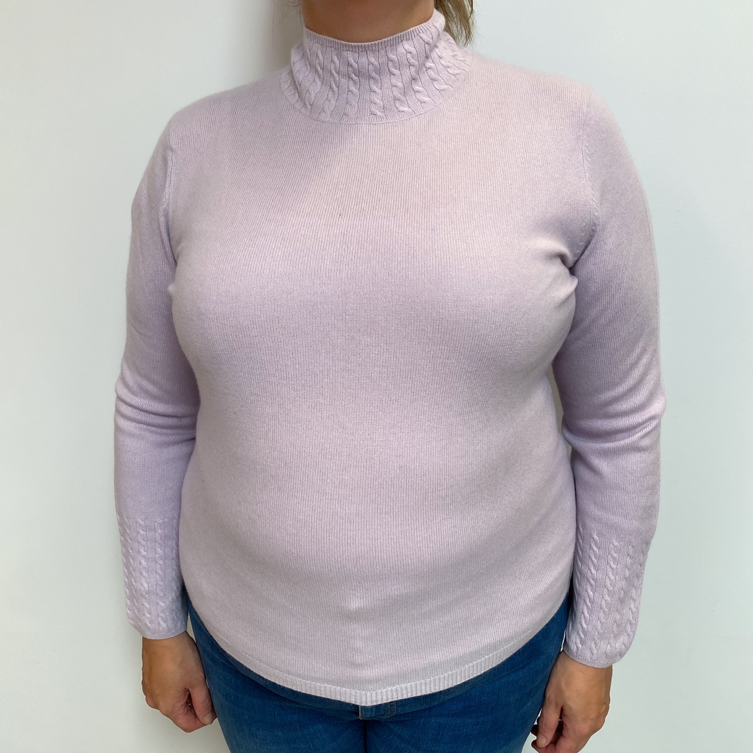 Lilac Purple Cashmere Turtle Neck Jumper Extra Large