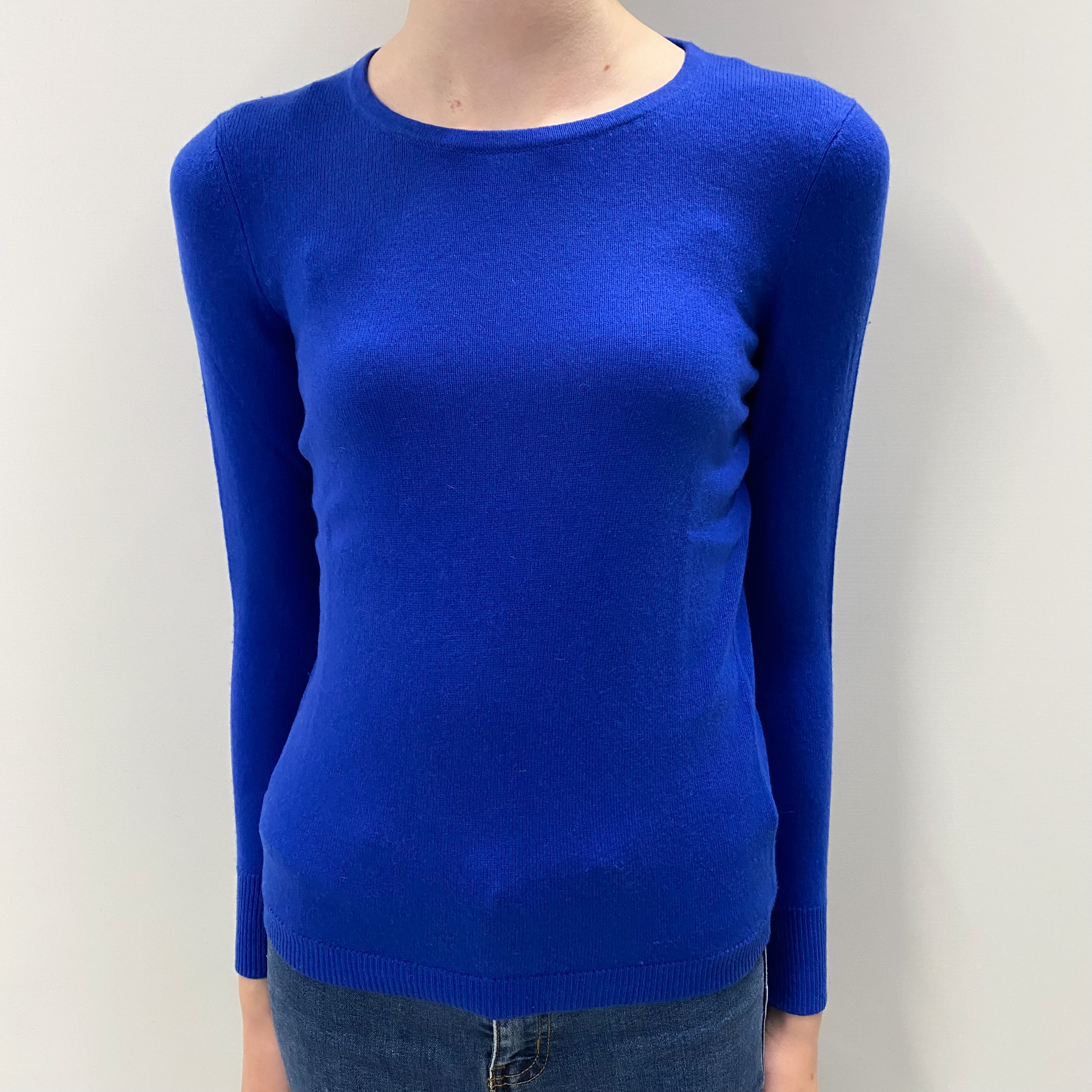 Cobalt Blue Cashmere Crew Neck Jumper Extra Small