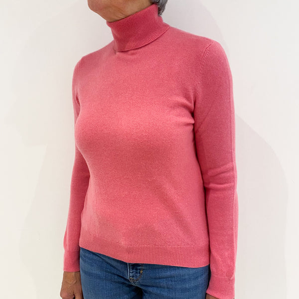 Rose Pink Cashmere Polo Neck Jumper Medium
