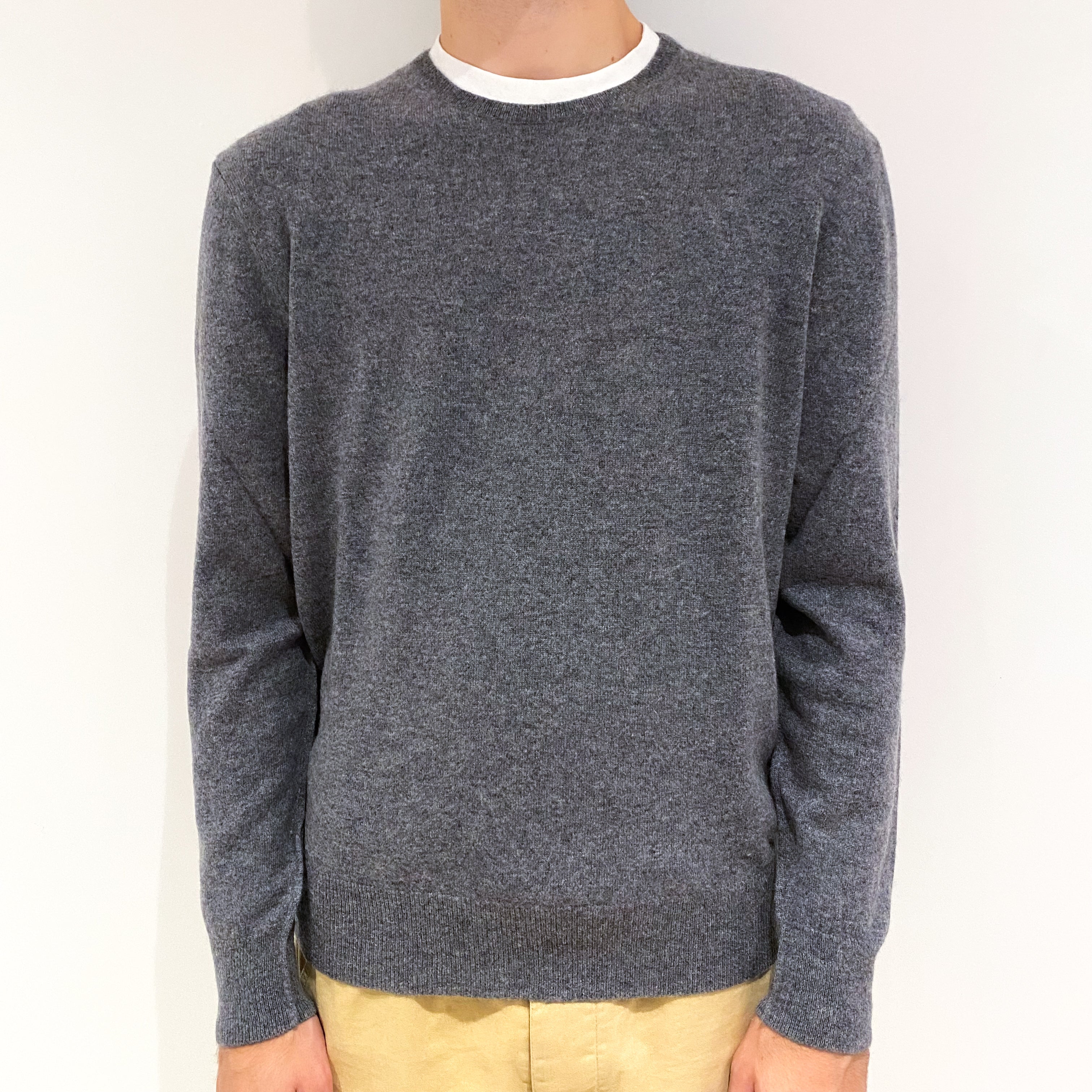 Men's Allsaints Slate Grey Cashmere Crew Neck Jumper Large