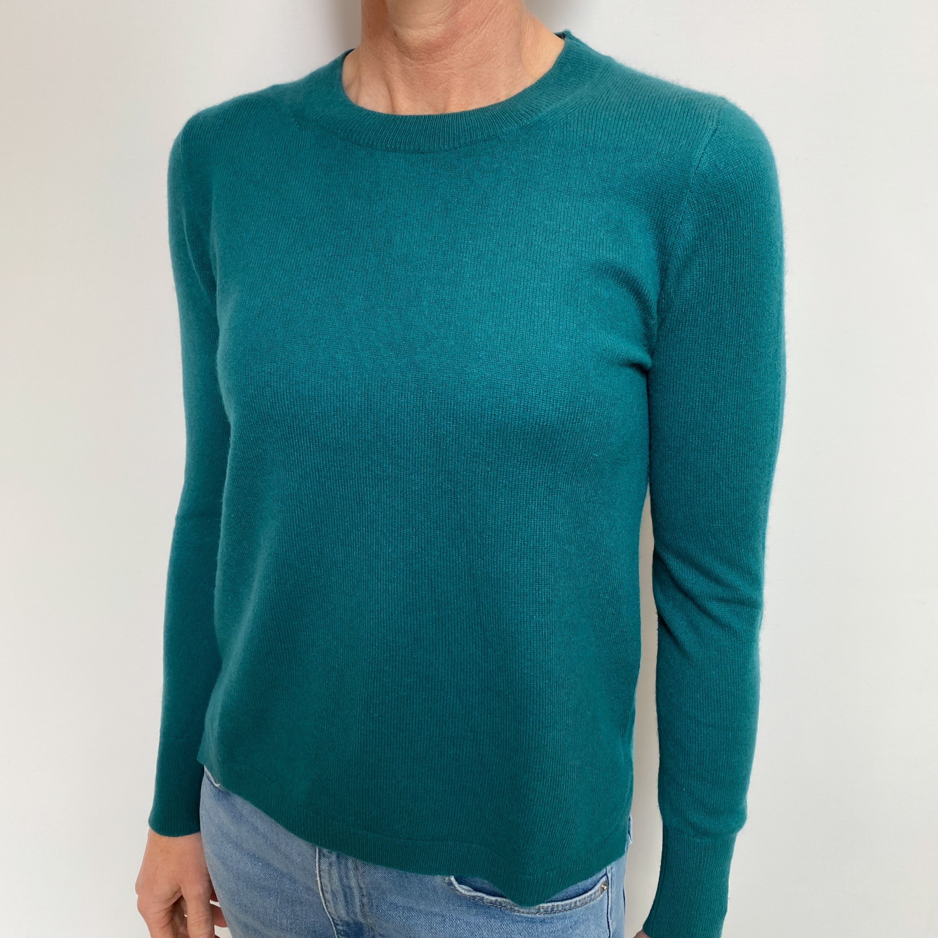 Teal Green Cashmere Crew Neck Jumper Small