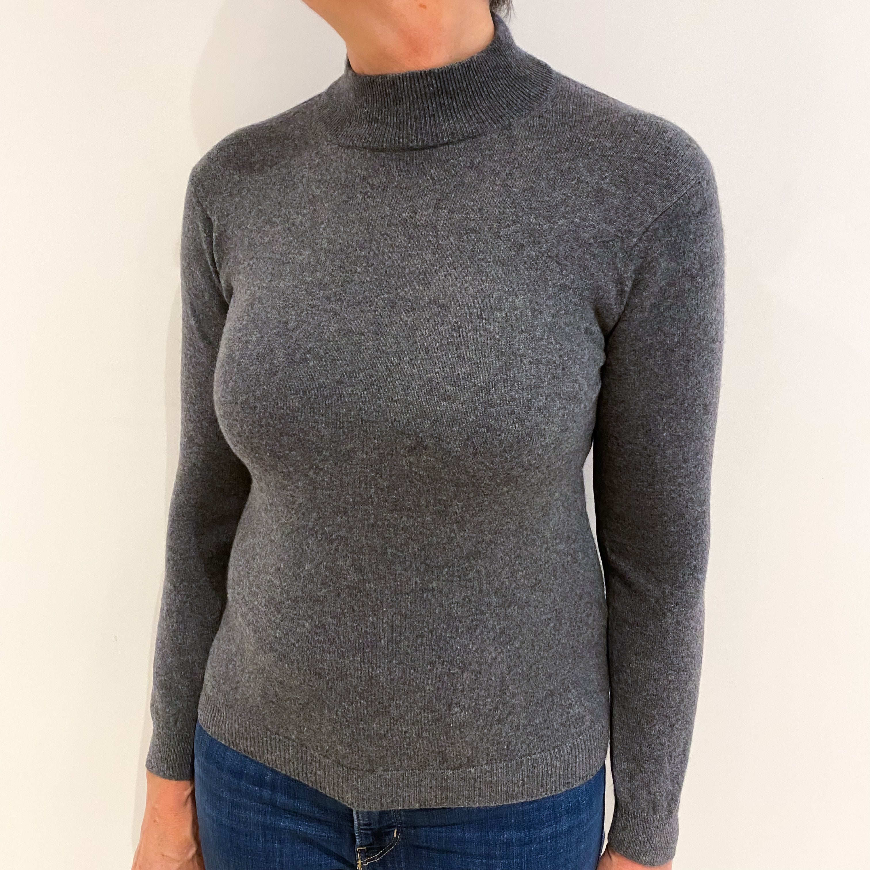 Slate Grey Cashmere Turtle Neck Jumper Medium
