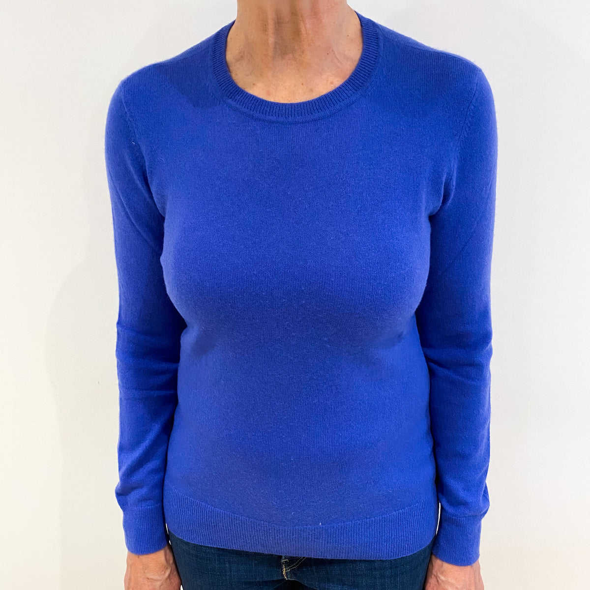 Tanzanite Blue Cashmere Crew Neck Jumper Medium