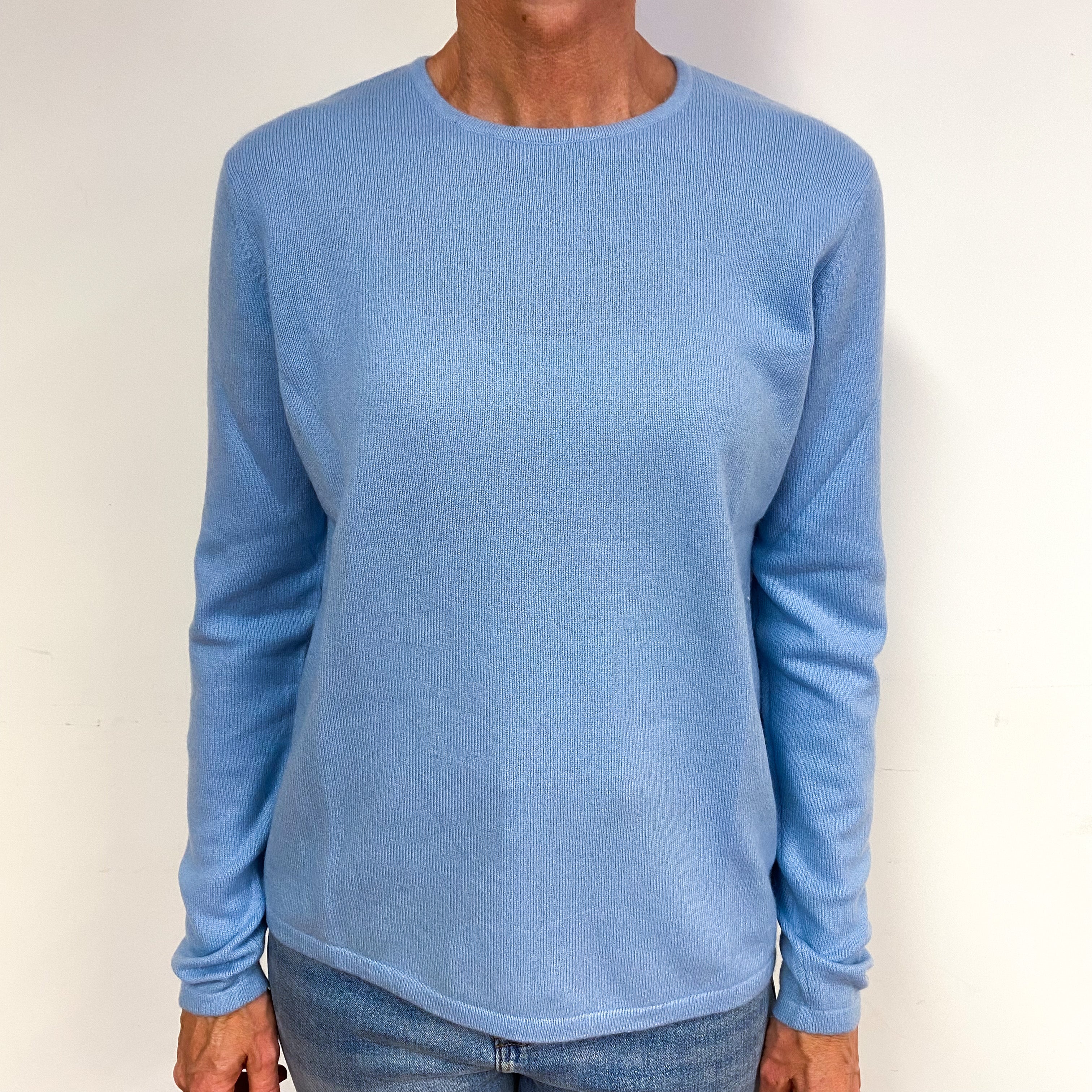 Sky Blue Cashmere Crew Neck Jumper Medium