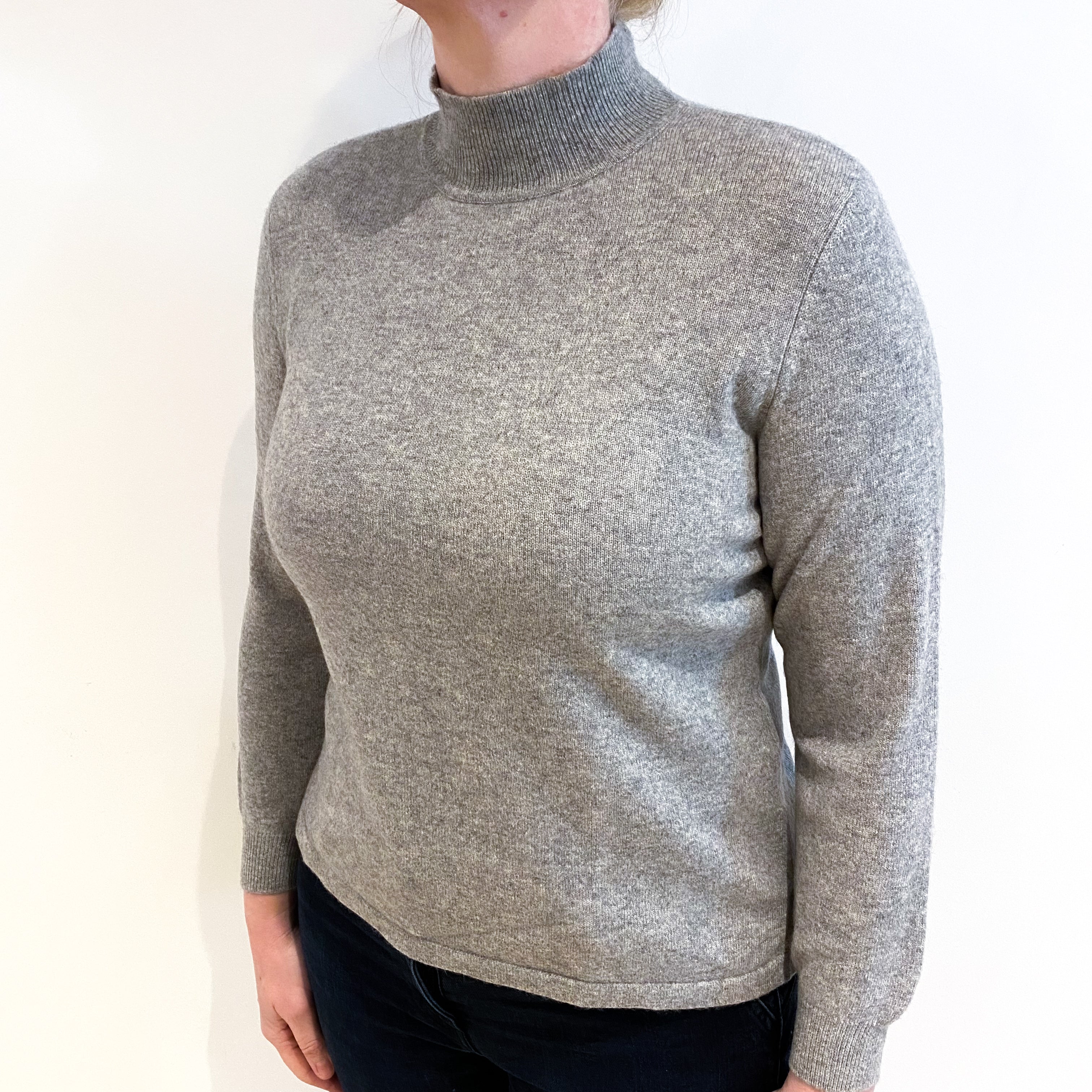 Smoke Grey Cashmere Turtle Neck Jumper Large