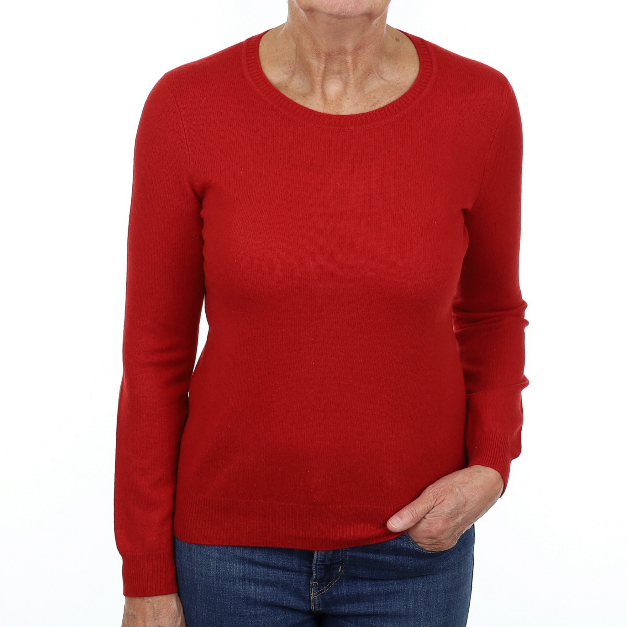 Spanish Red Cashmere Crew Neck Jumper Medium