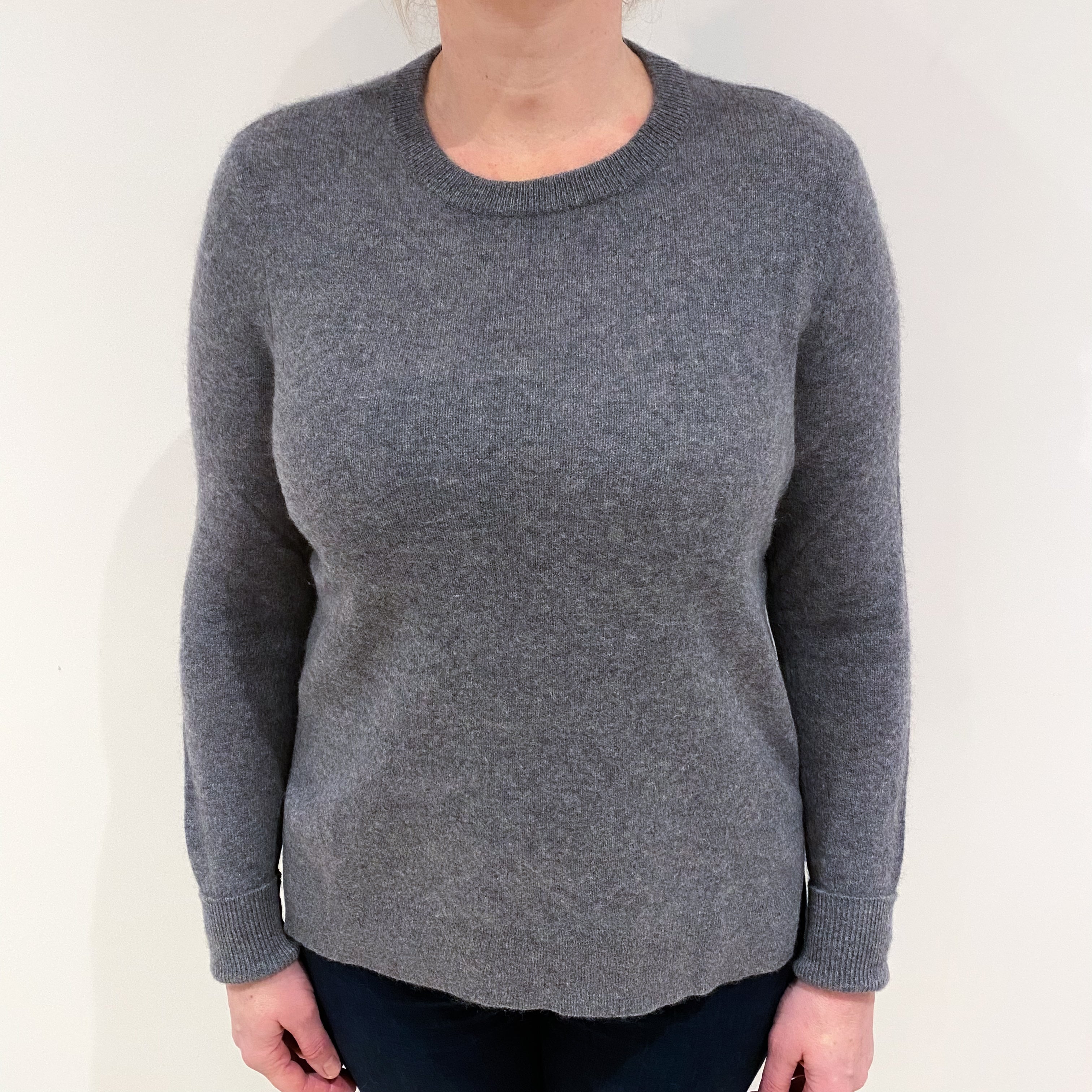 Ash Grey Cashmere Crew Neck Jumper Large