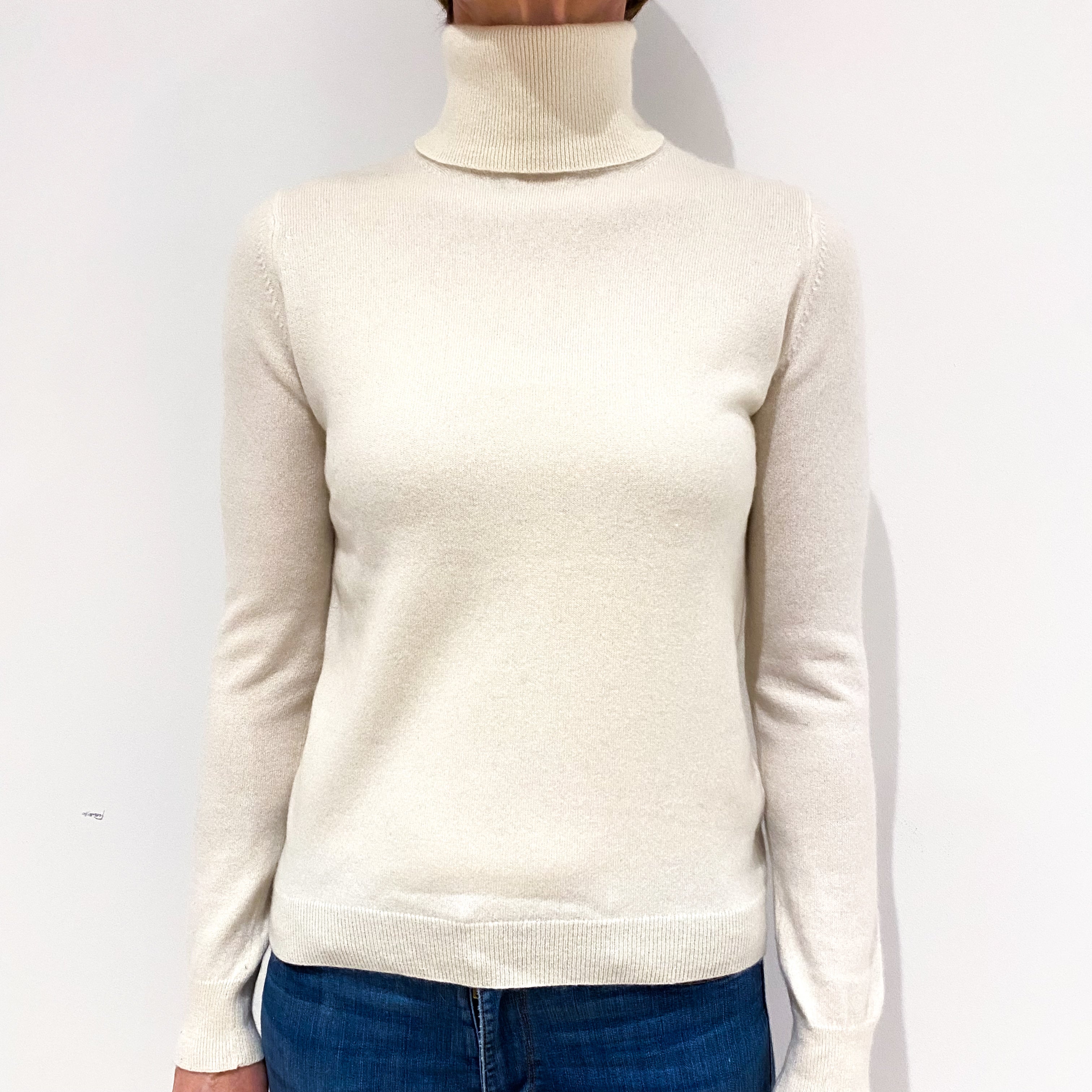 Cream Cashmere Polo Neck Jumper Small