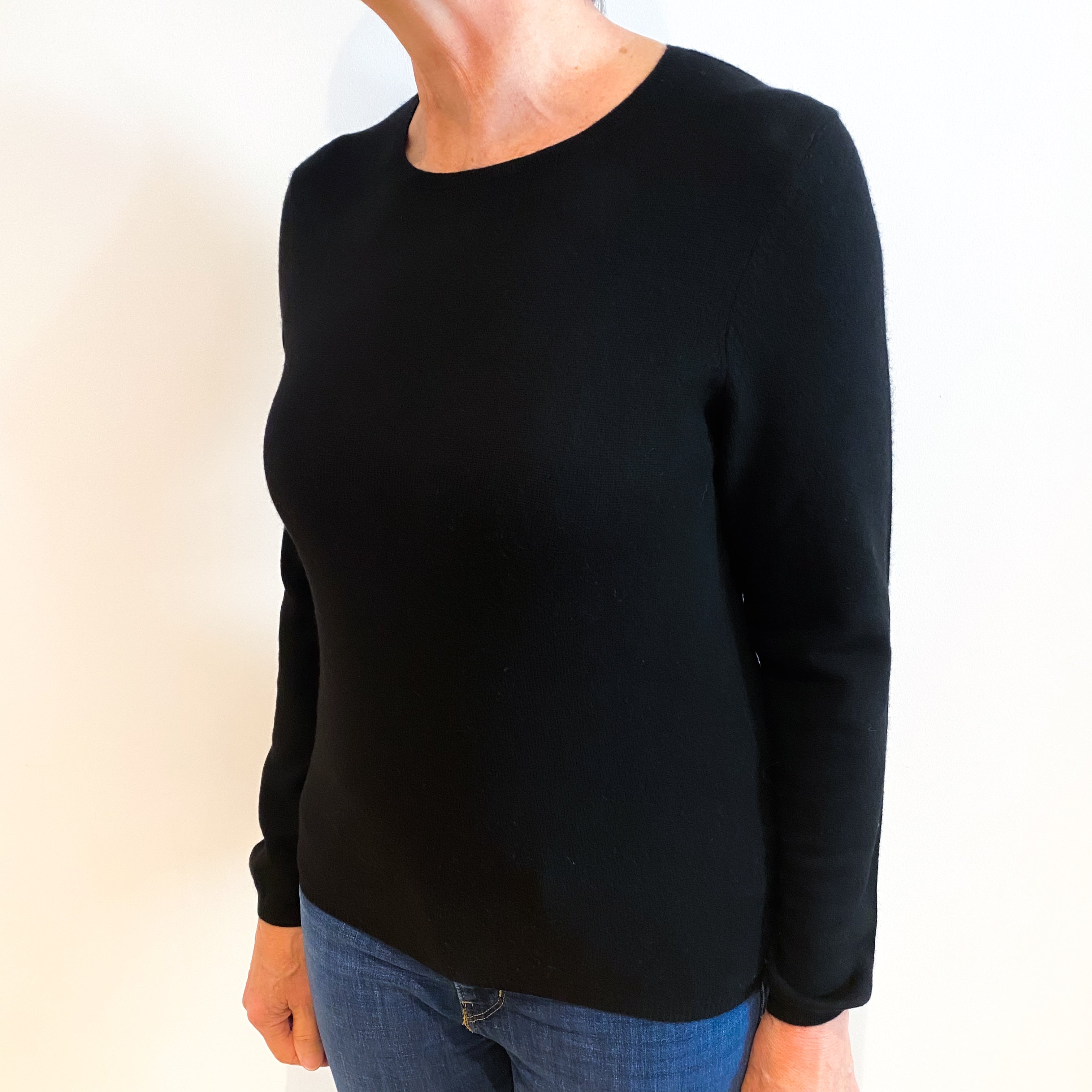 Black Cashmere Crew Neck Jumper Medium