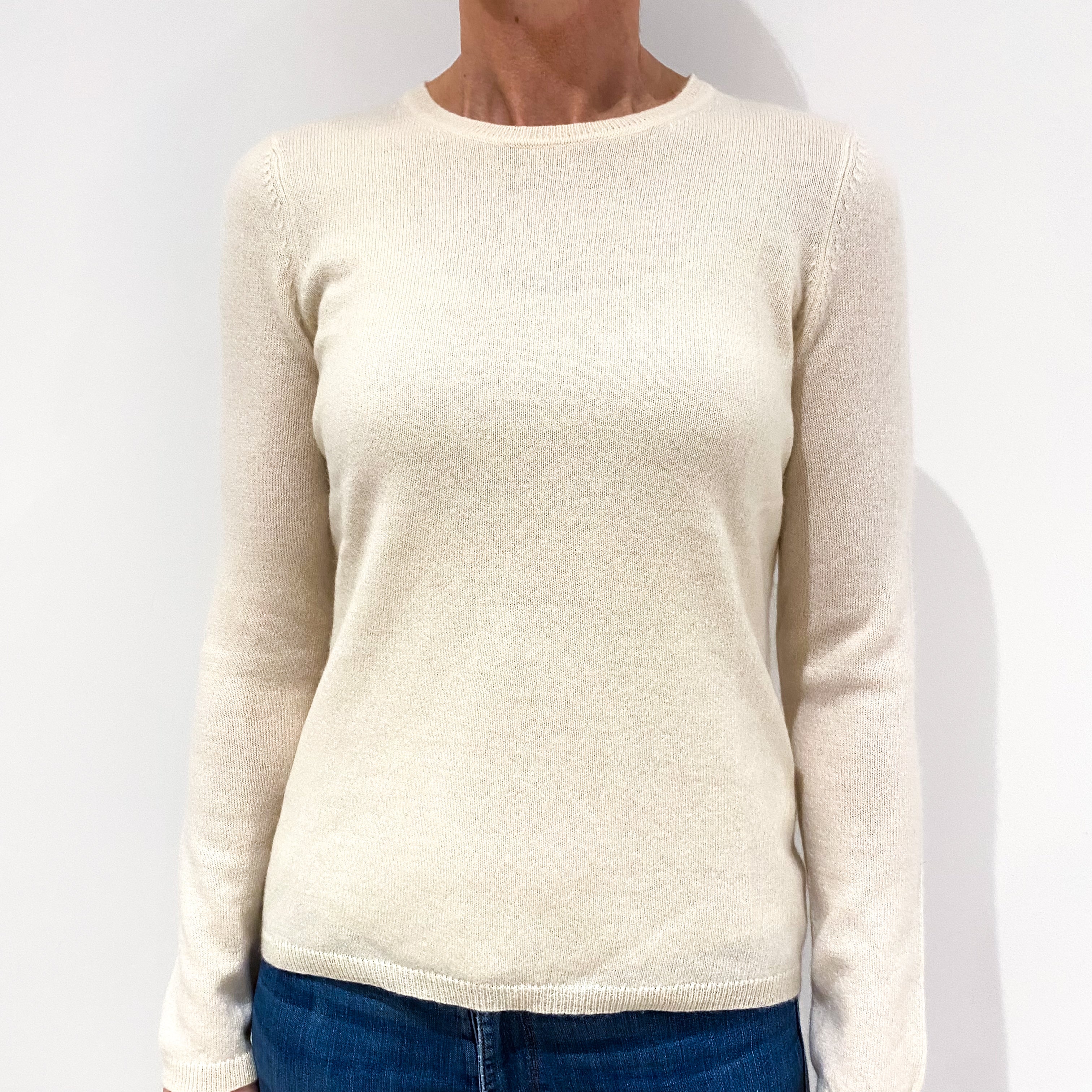 Vanilla Cream Cashmere Crew Neck Jumper Small