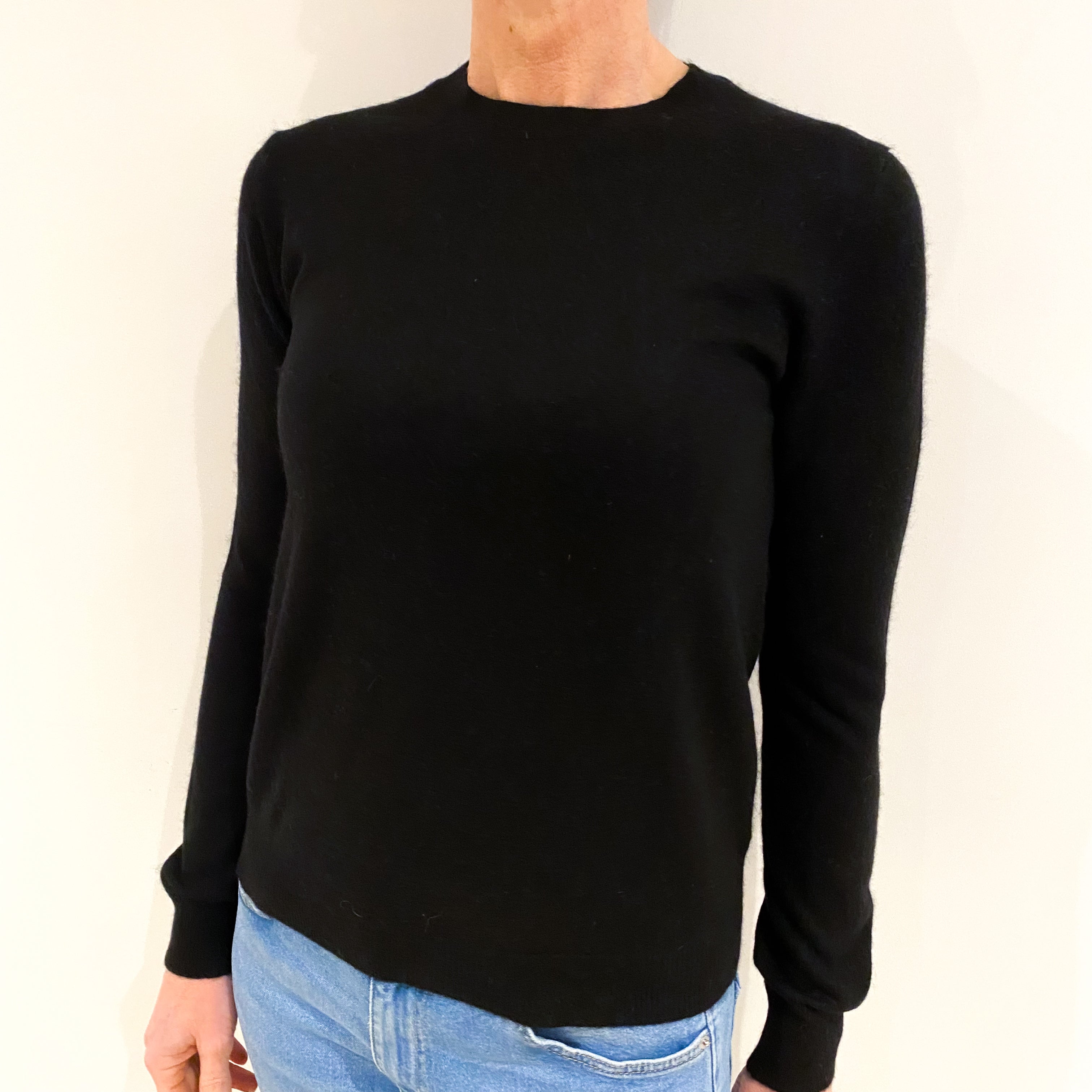 Black Cashmere Crew Neck Jumper Small