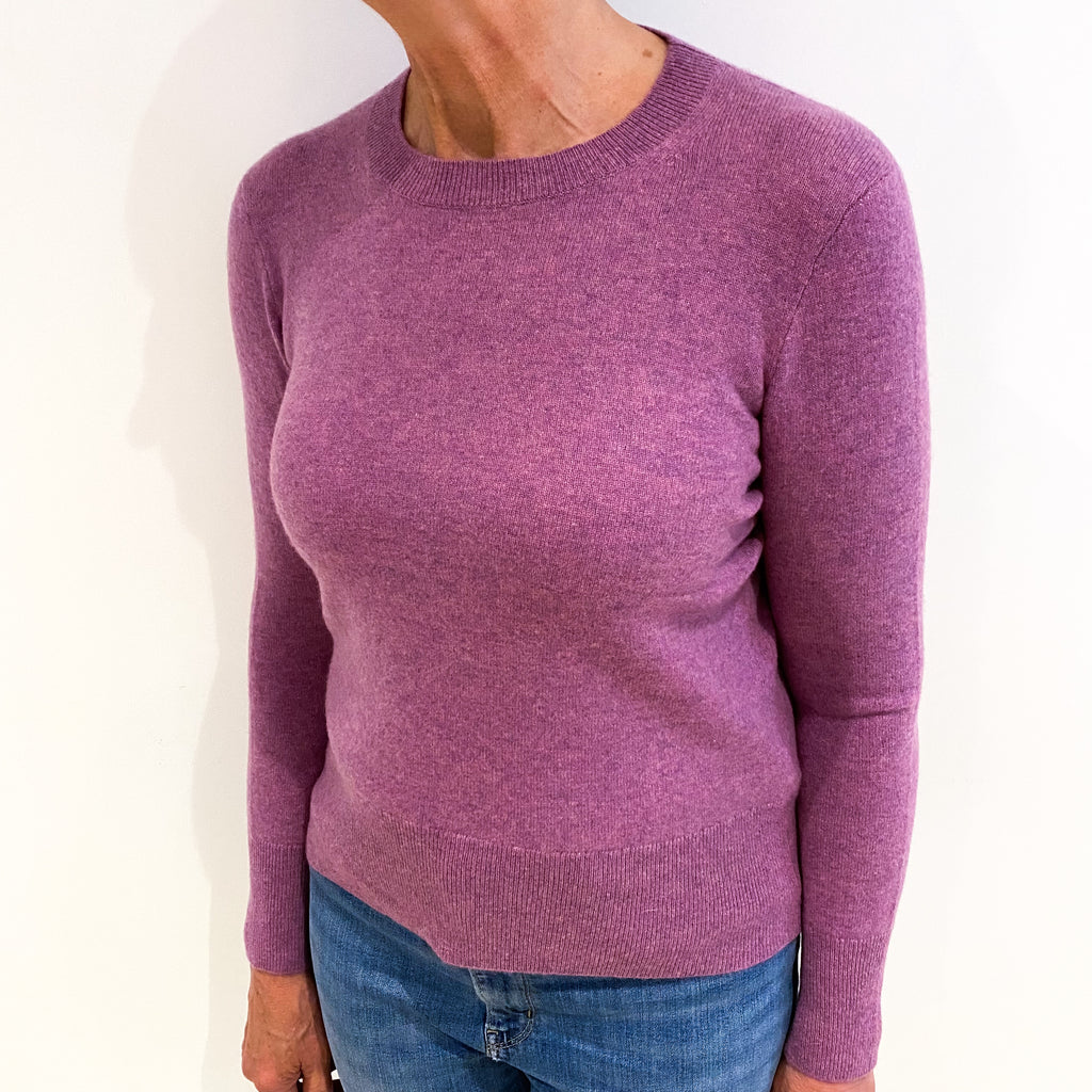 Heather Purple Cashmere Crew Neck Jumper Medium