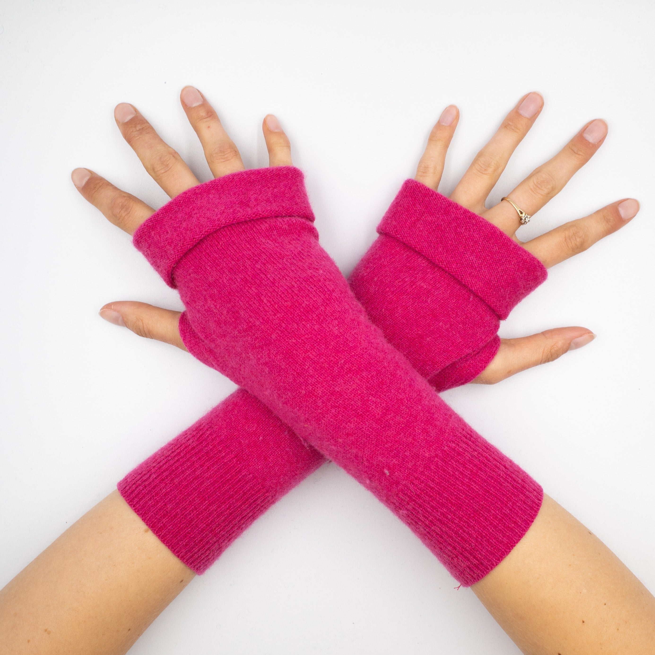 Fuchsia Pink Fingerless Gloves