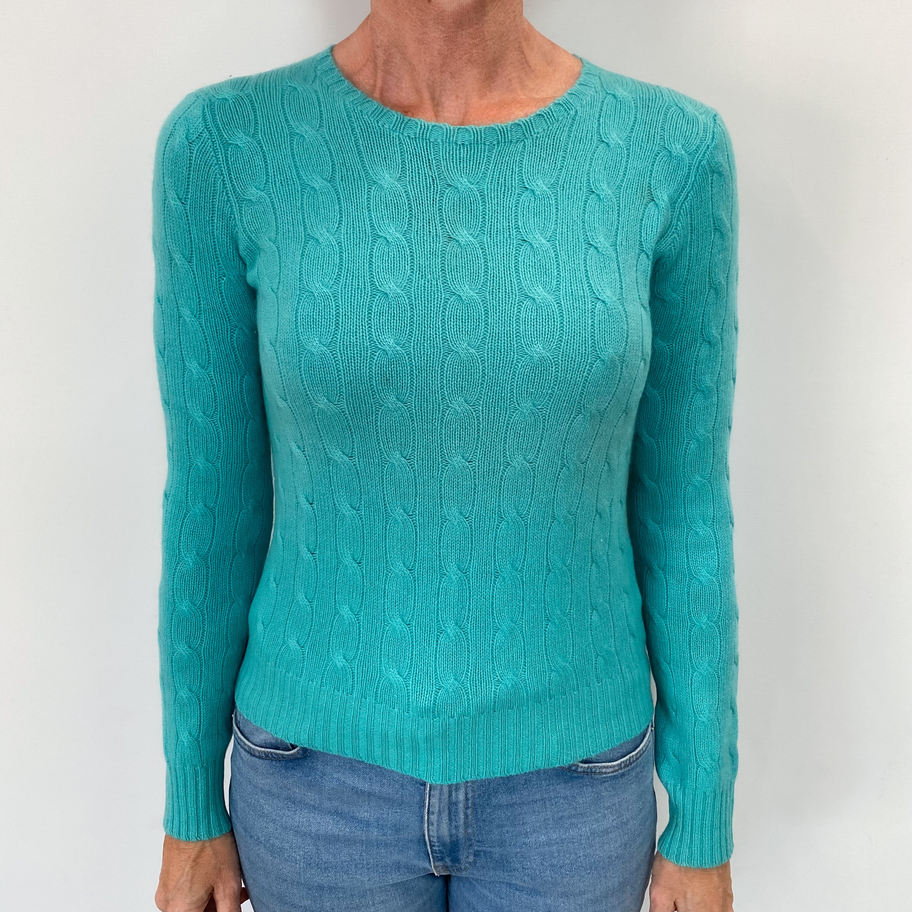 Ralph Lauren Sea Foam Green Cashmere Crew Neck Jumper Small