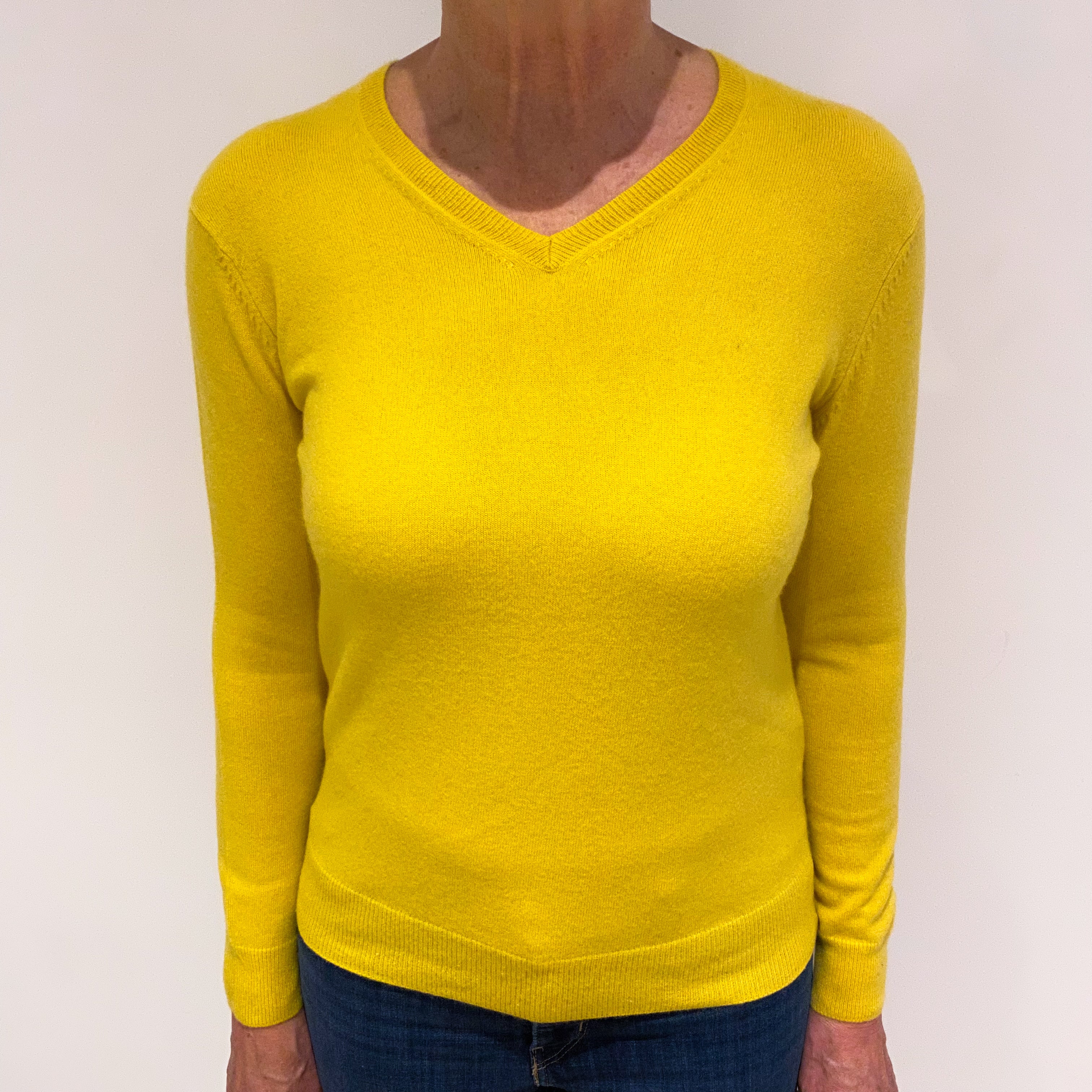 Sunrise Yellow Cashmere V Neck Jumper Medium