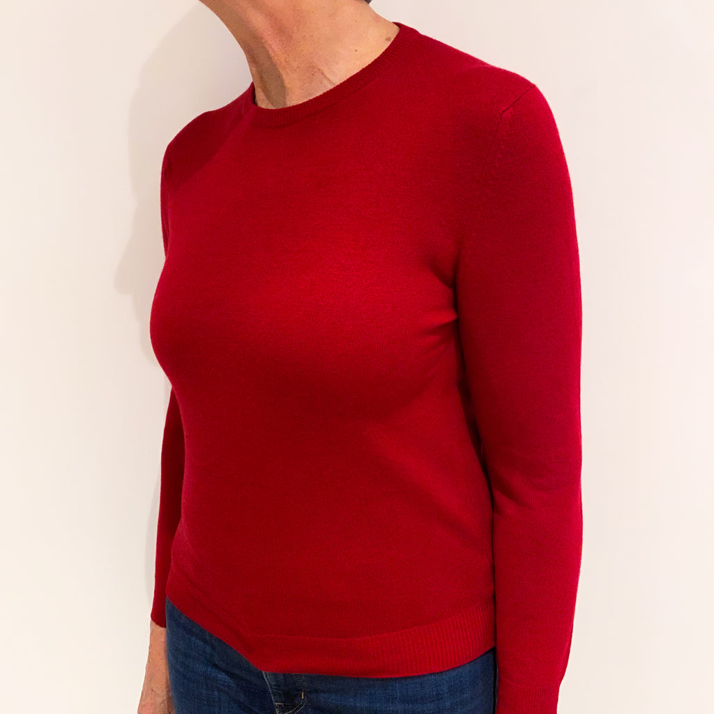 Post Box Red Cashmere Crew Neck Jumper Medium