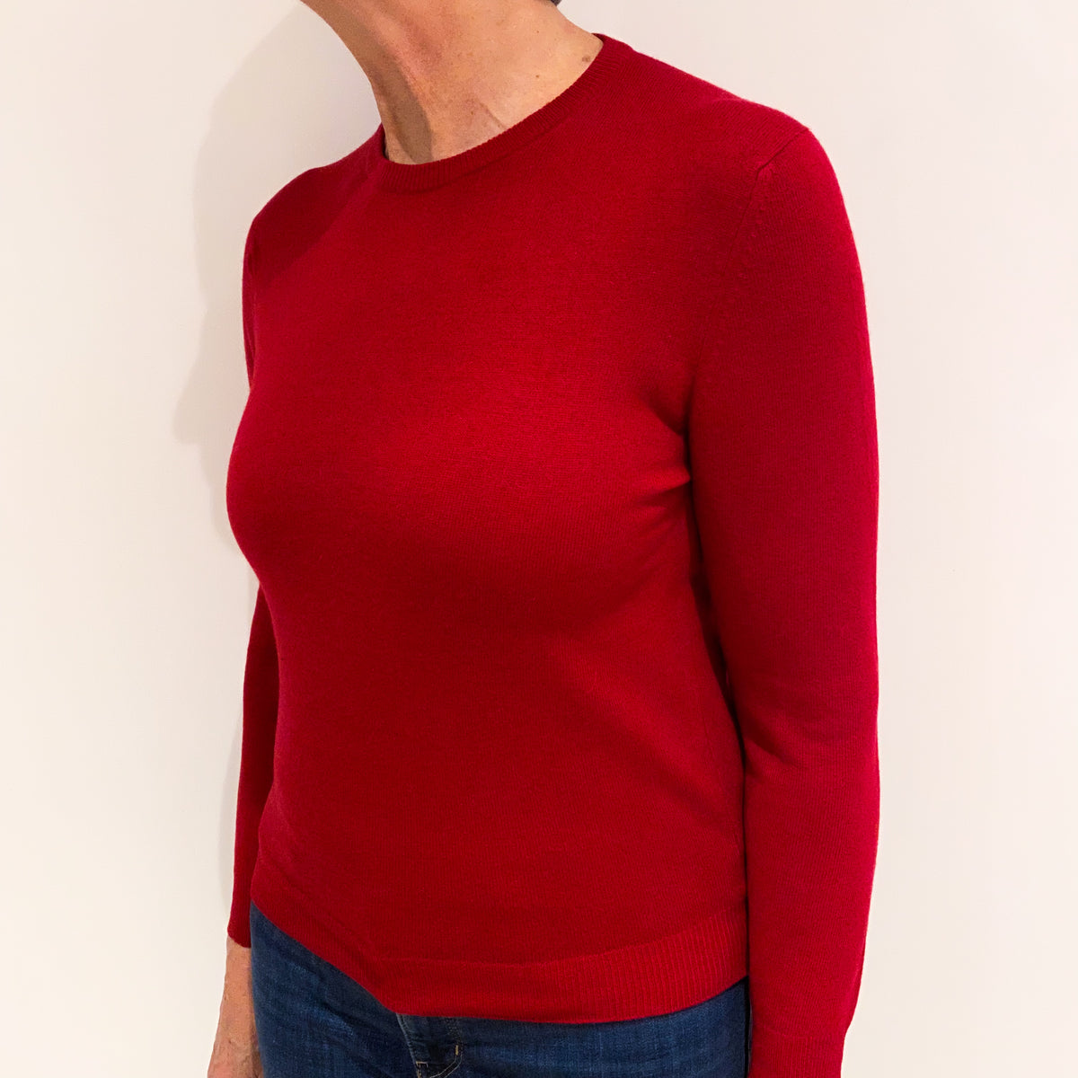 Post Box Red Cashmere Crew Neck Jumper Medium