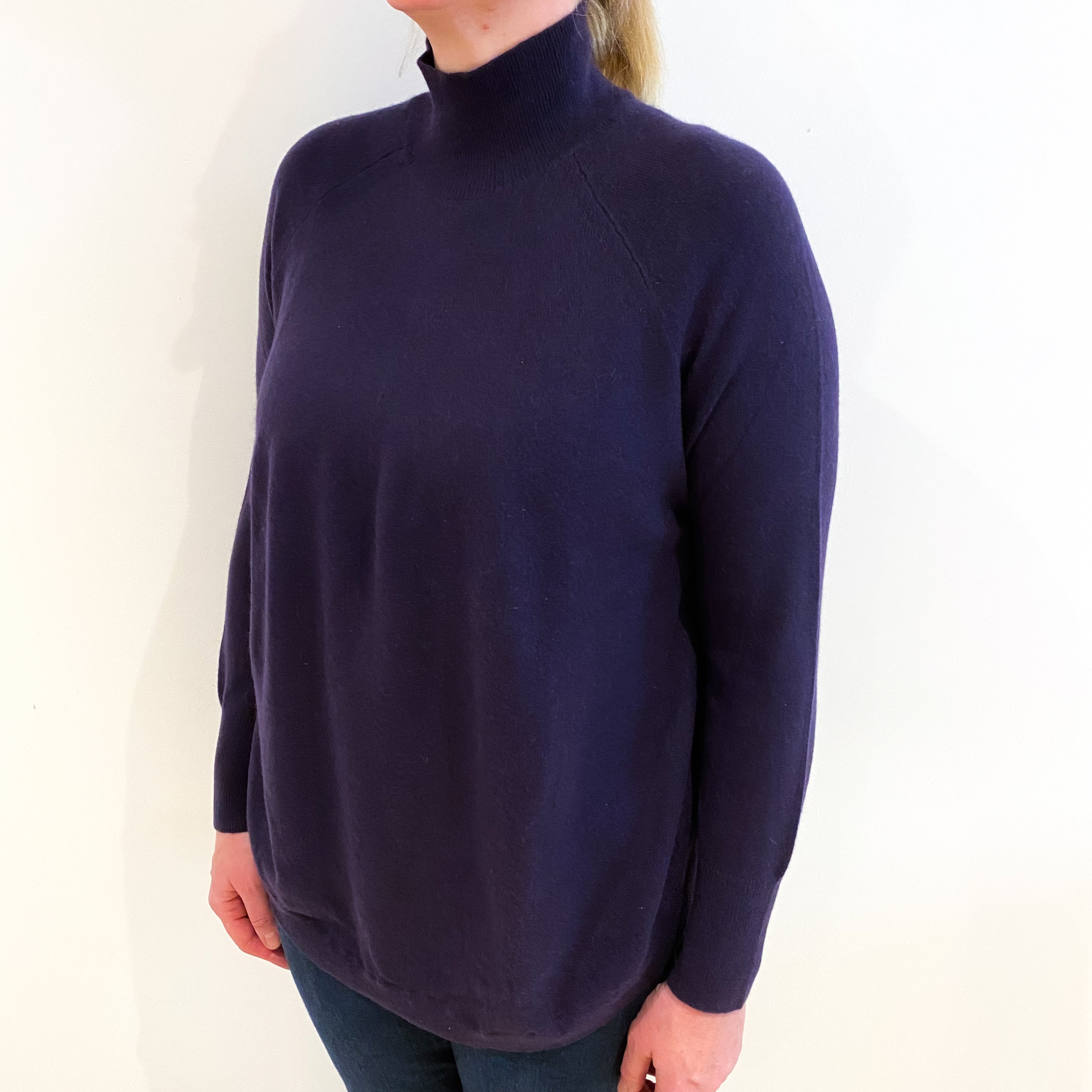 Deep Purple Cashmere Turtle Neck Jumper Large
