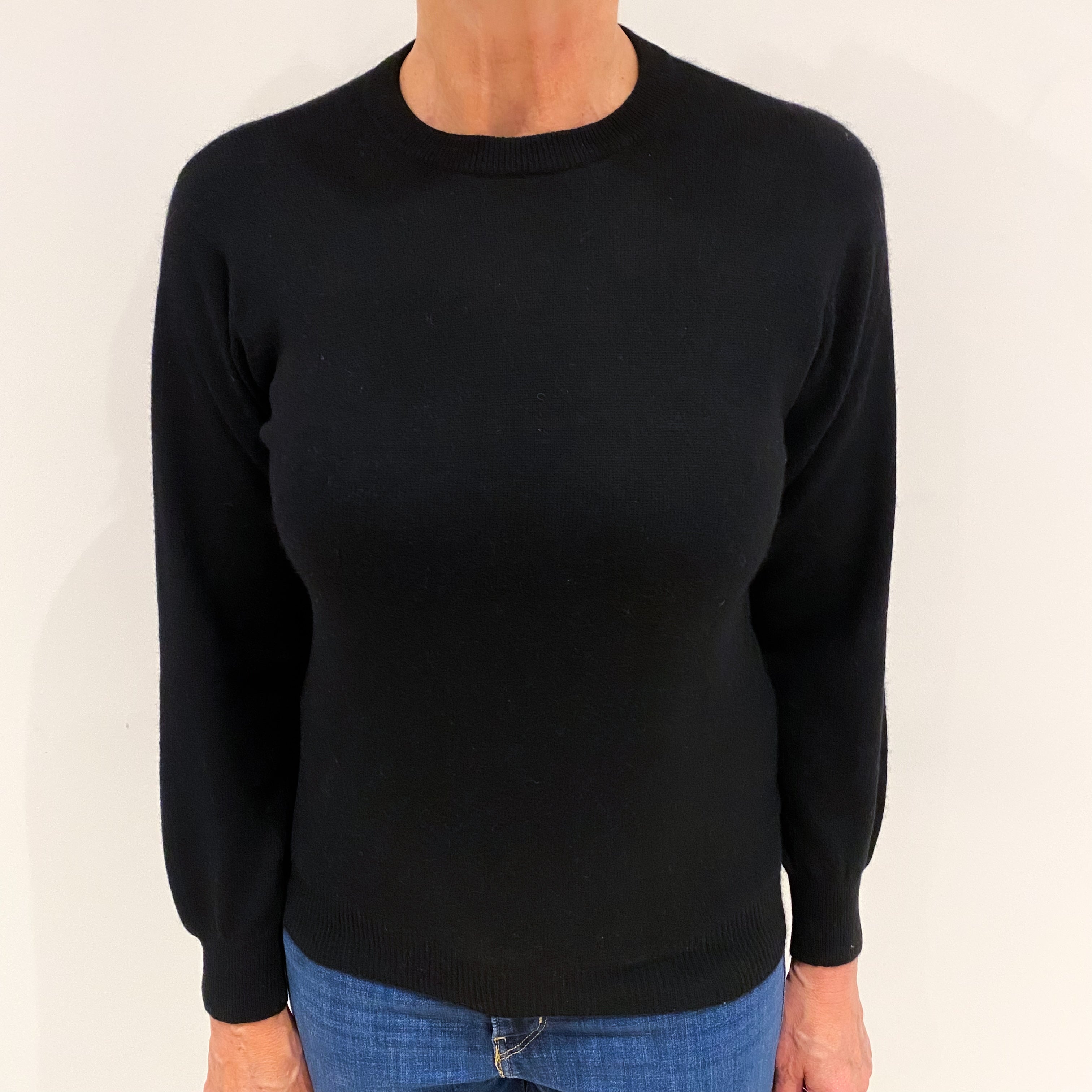 Black Cashmere Crew Neck Jumper Medium