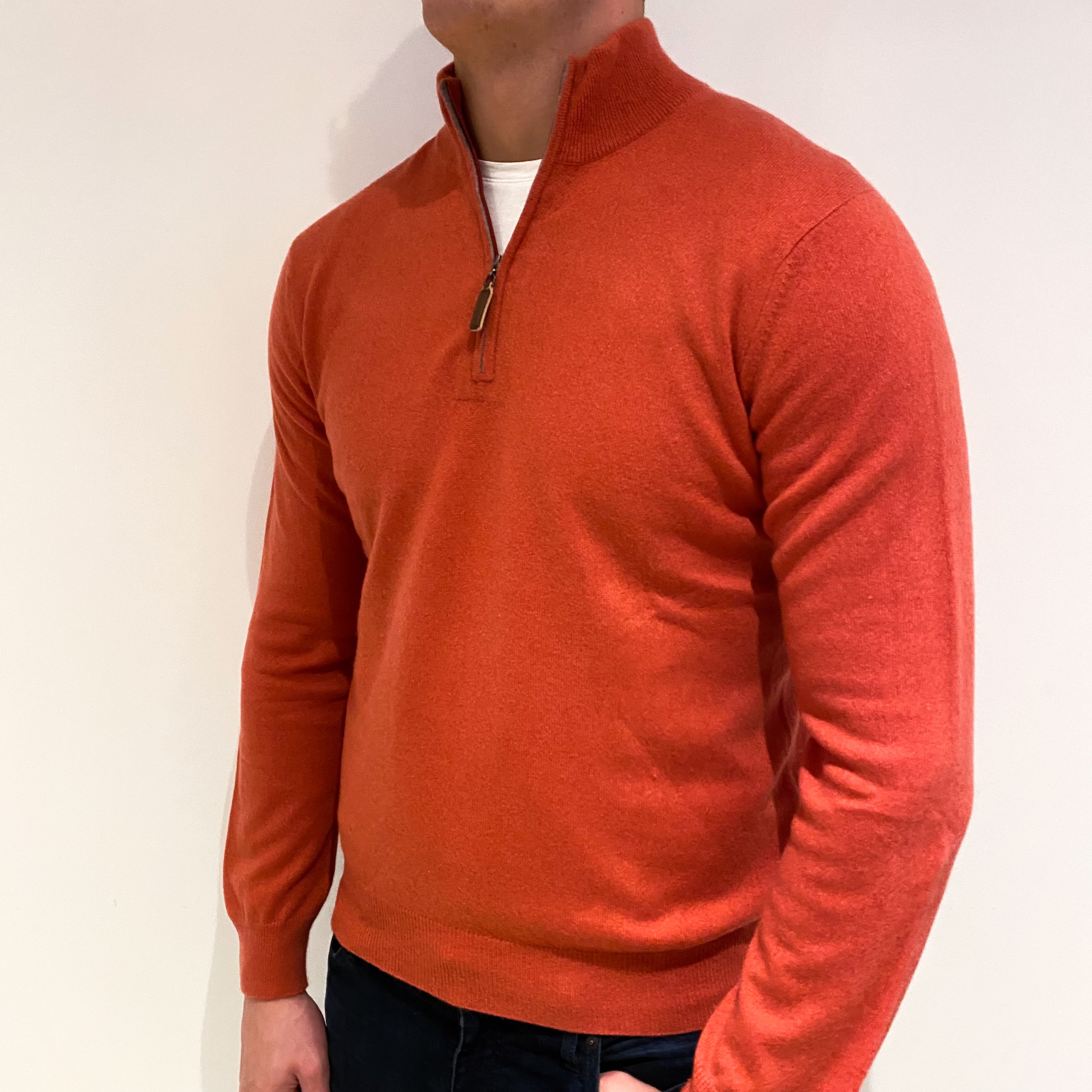 Men's Orange Soda Cashmere Turtle Neck Jumper XL