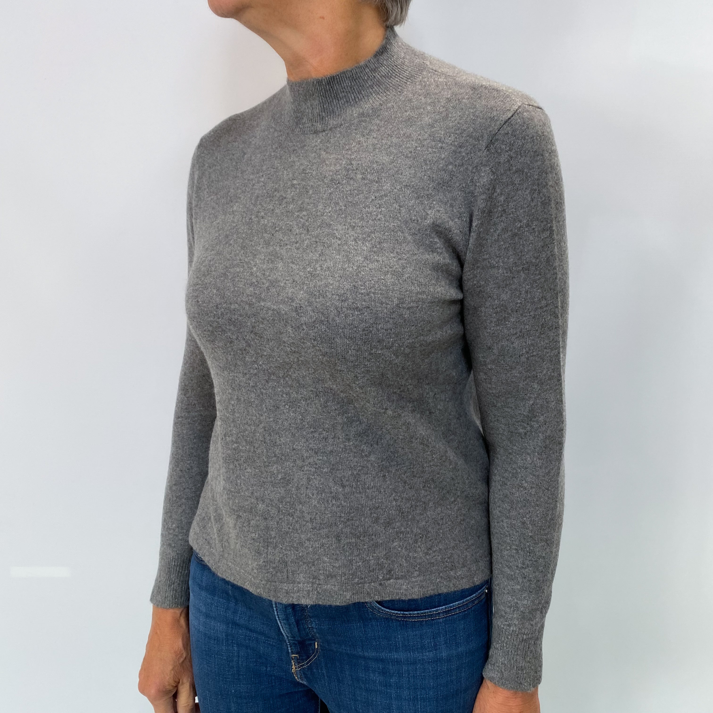 Ash Grey Cashmere Turtle Neck Jumper Medium