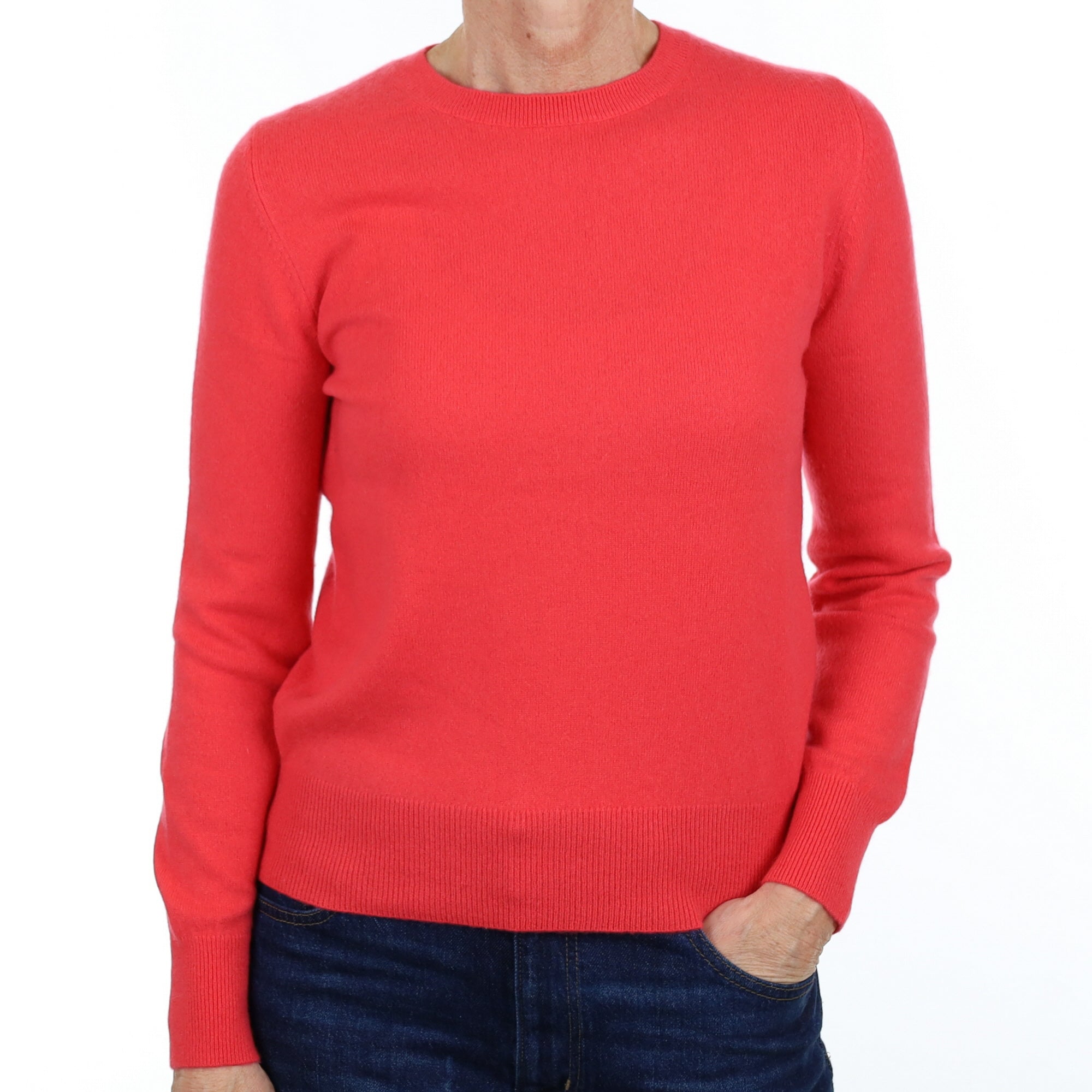 Strawberry Pink Cashmere Crew Neck Jumper Small