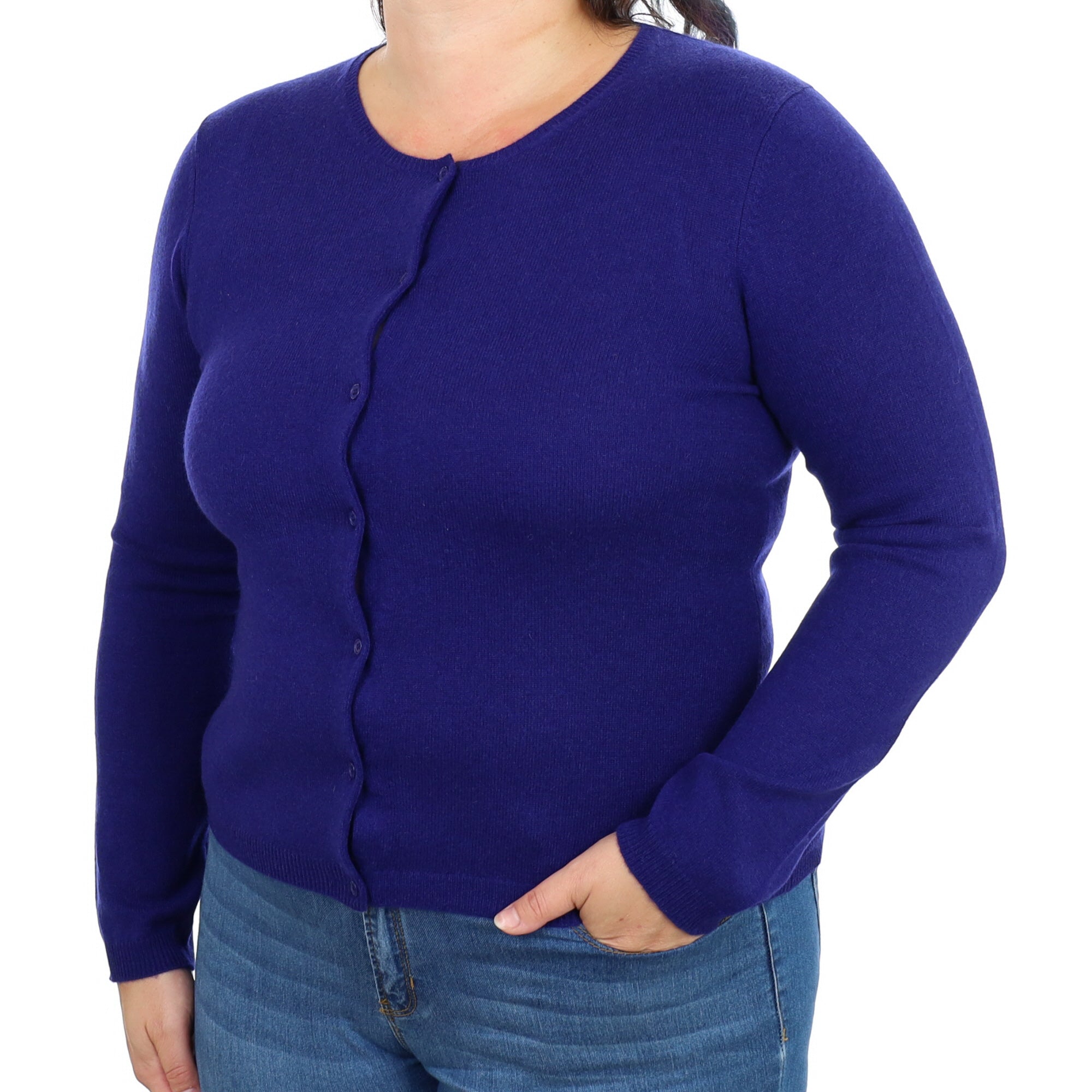 Neiman Marcus New Indigo Cashmere Crew Neck Cardigan Large