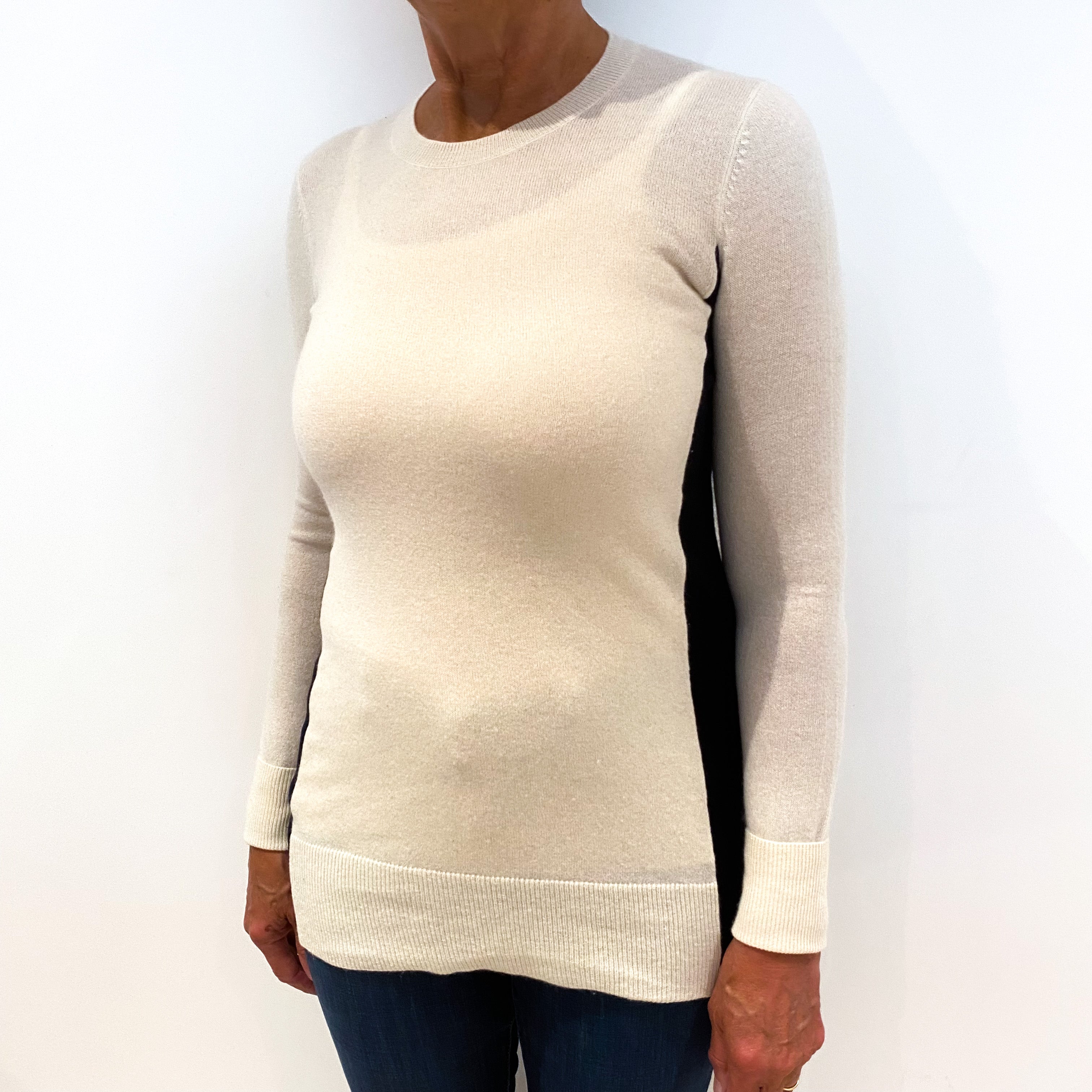 Vince Cream Cashmere Crew Neck Tunic Jumper Medium