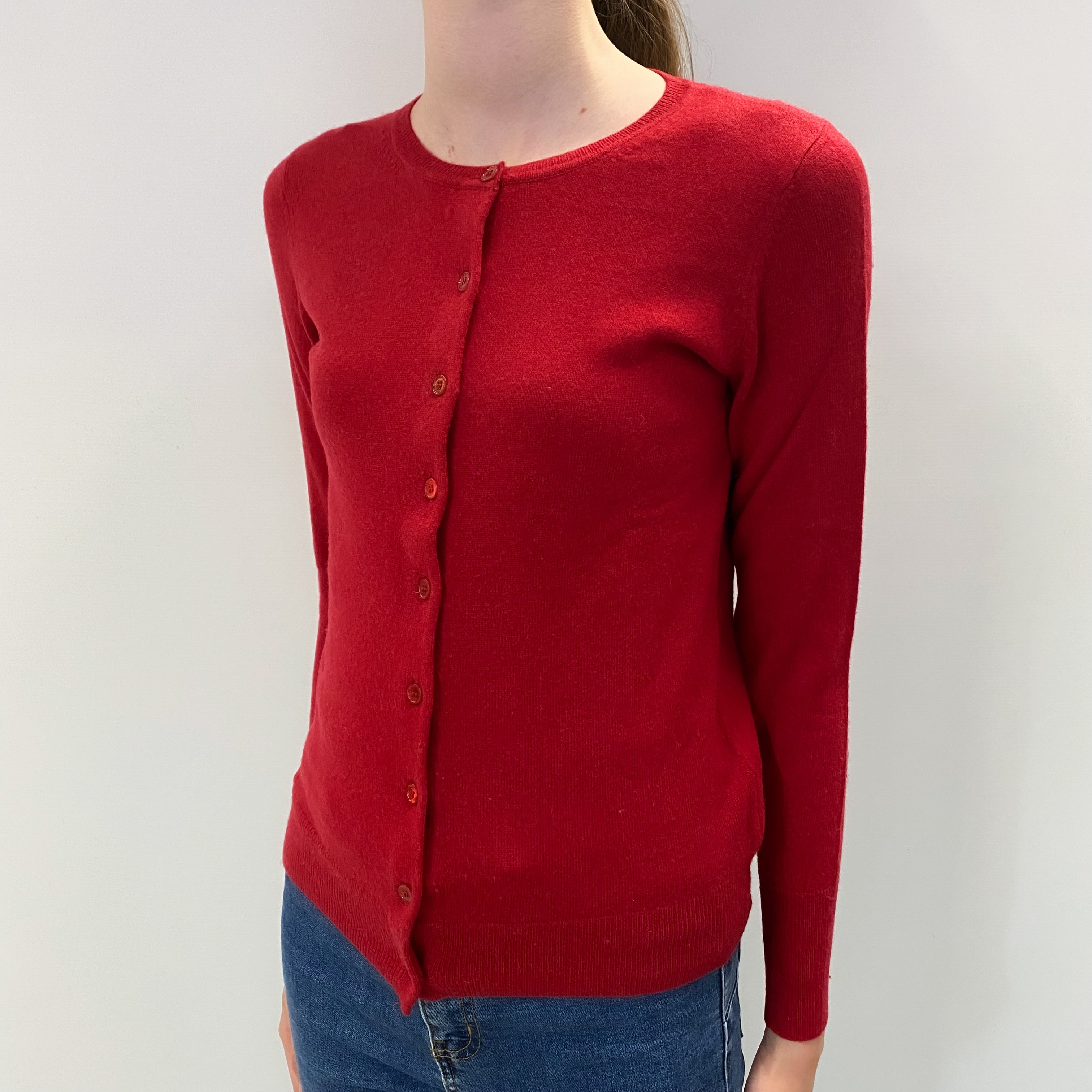 Post Box Red Cashmere Cardigan Extra Small