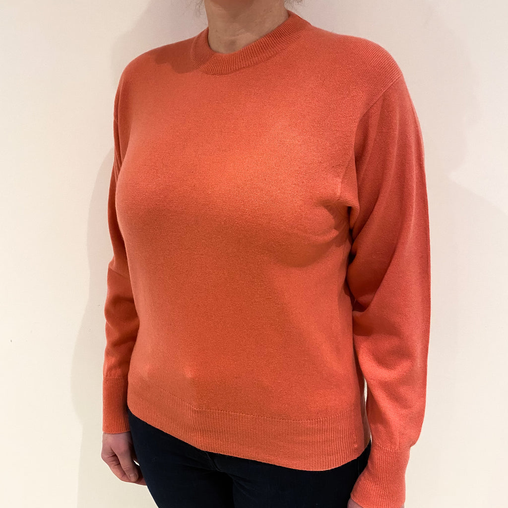 Coral Pink Cashmere Crew Neck Jumper Large